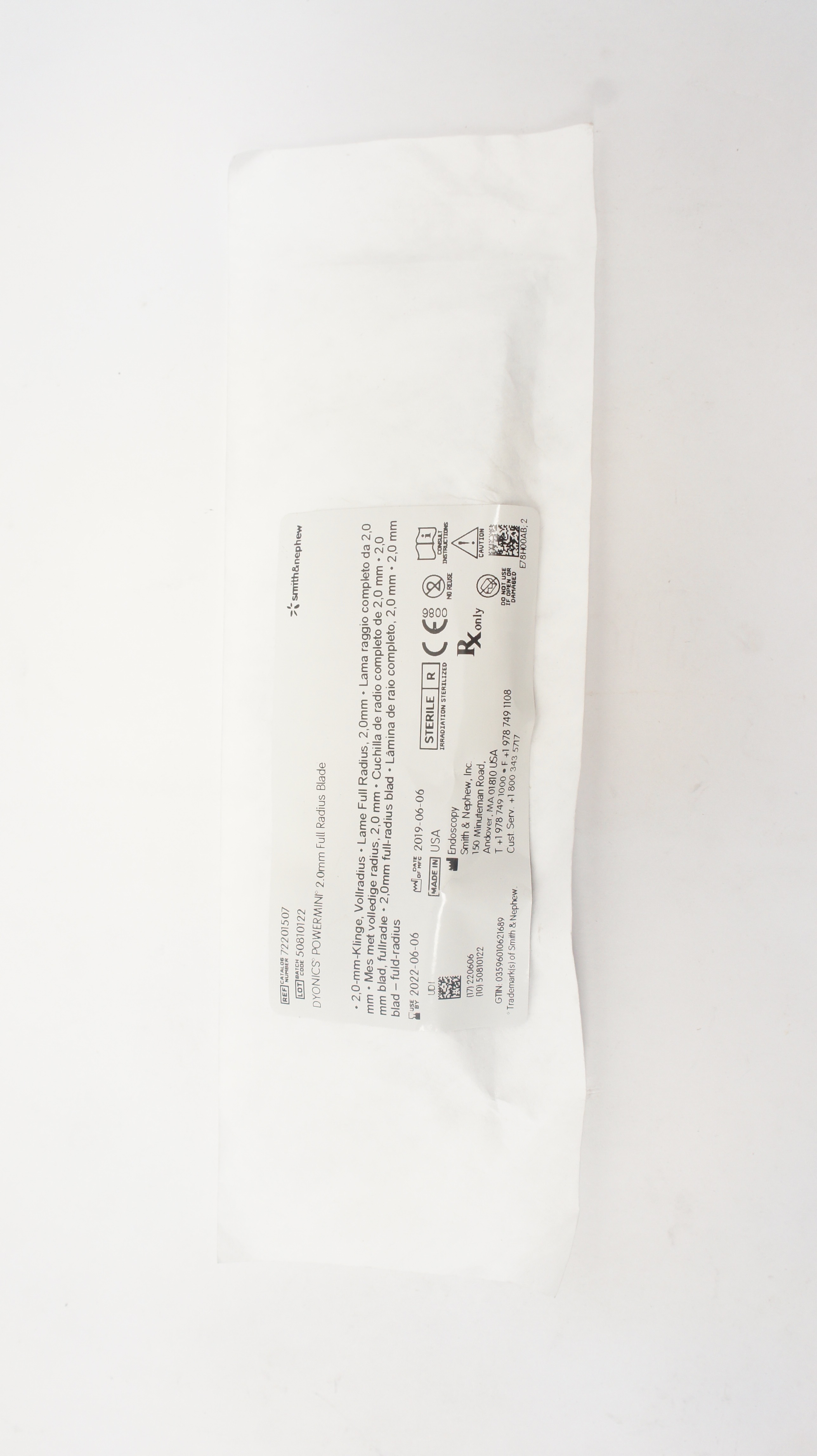 Smith&Nephew 72201507 Dyonics Powermini 2.0mm Full Radius Blade (x)
