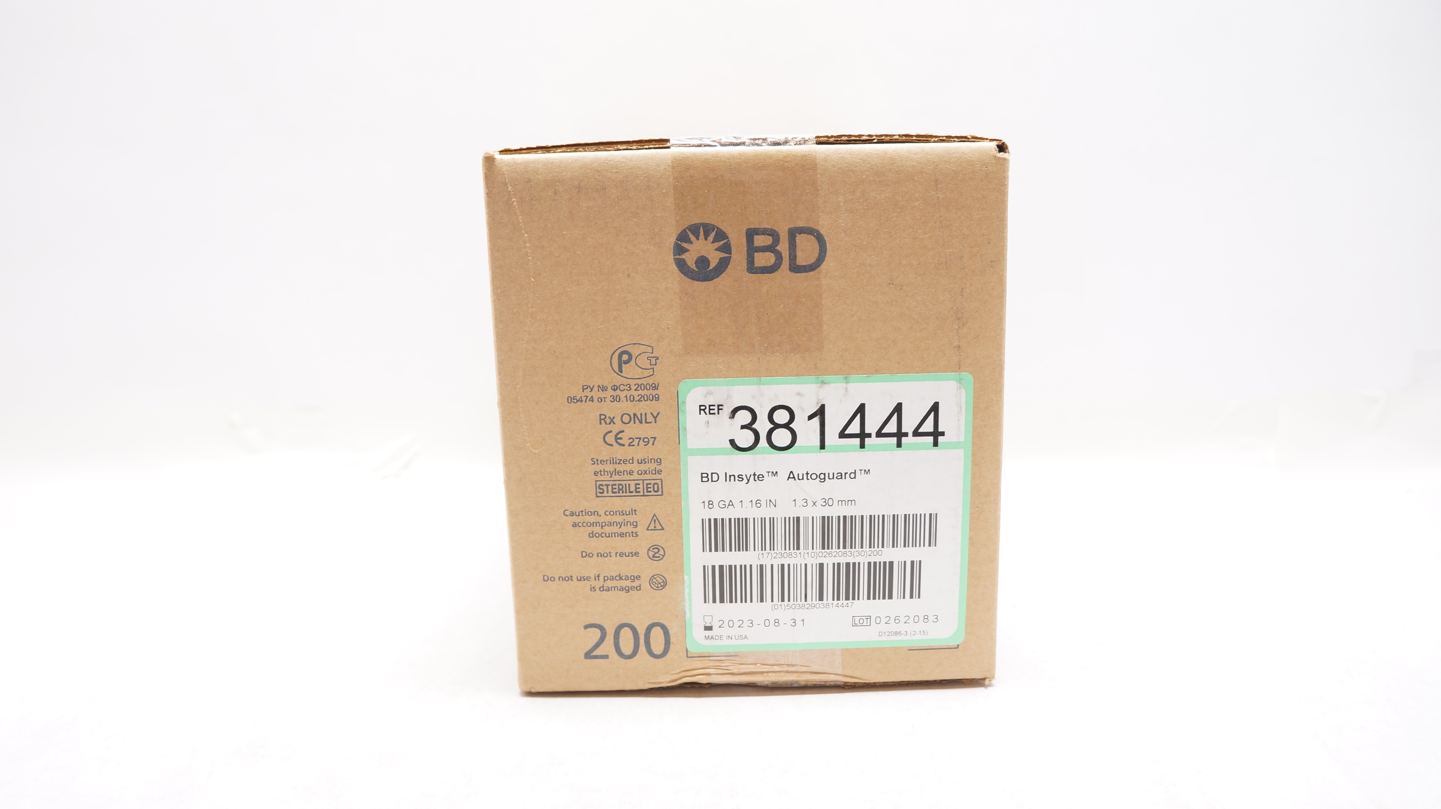 BD 381444 Insyte Autoguard Shielded I.V. Cath. 18Ga x 1.16In (x) - Case of 200