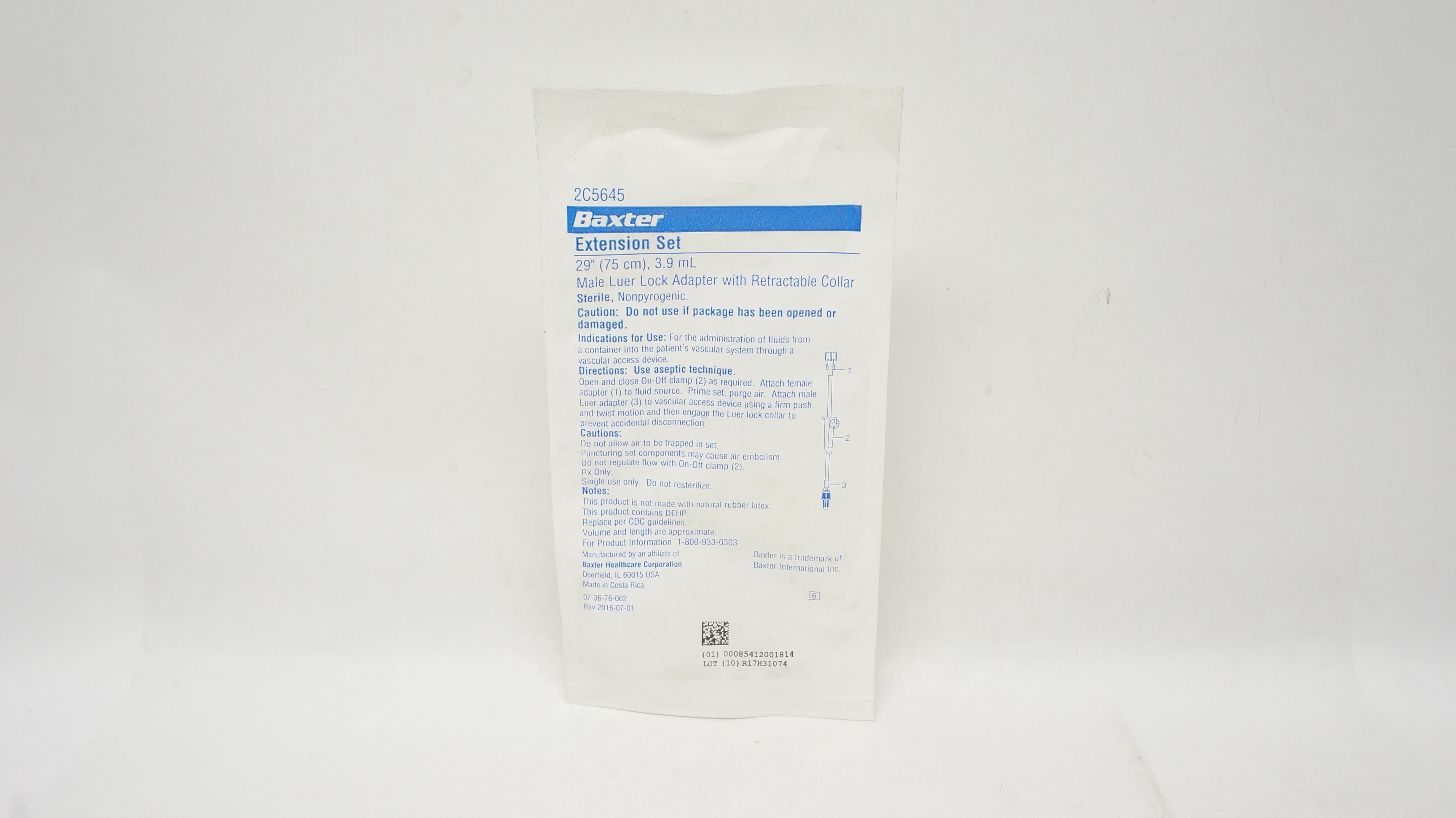 Baxter 2C5645 Extension Set 29 inch x 3.9 ml