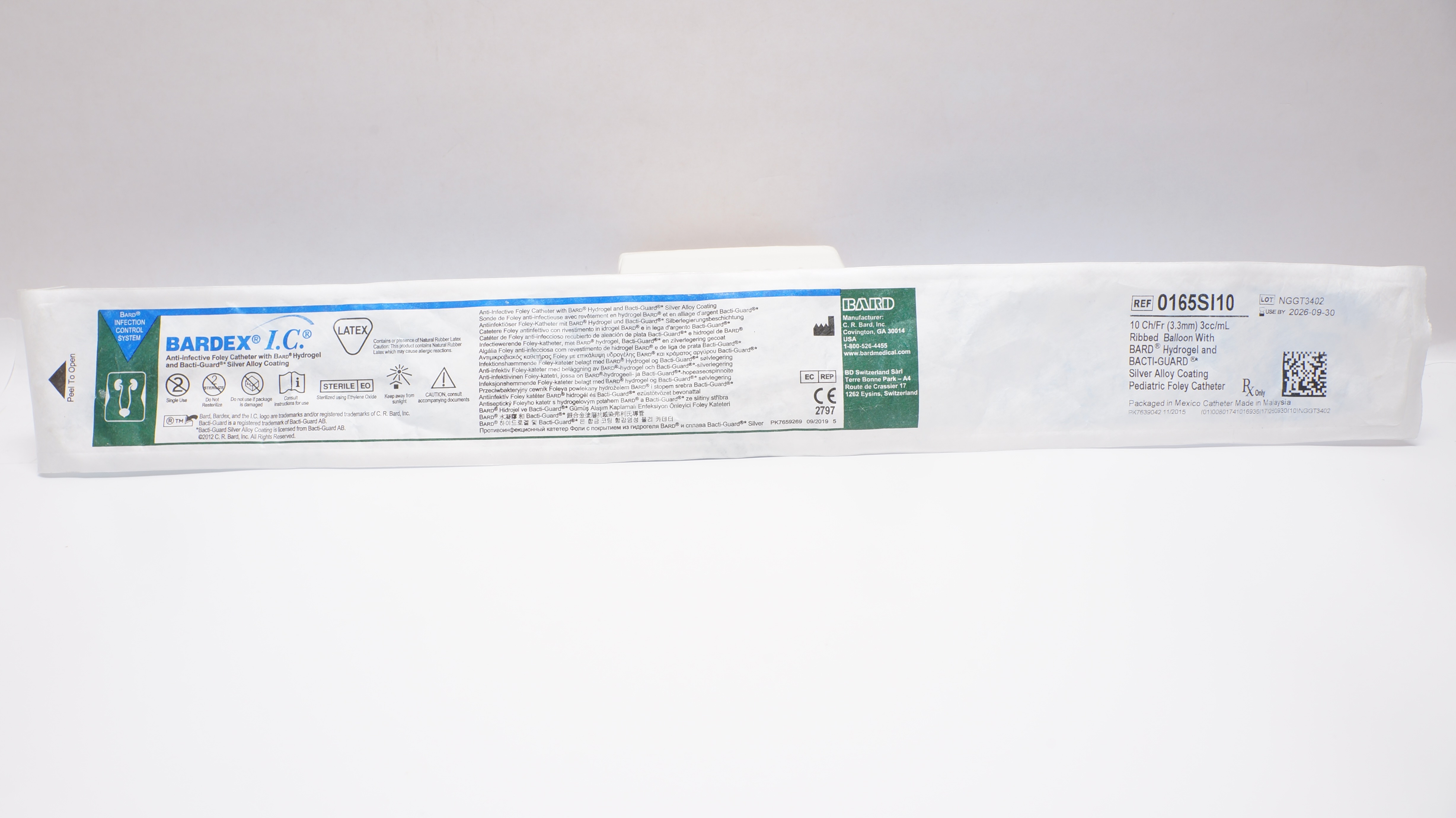 Bard 0165SI10 Bardex I.C. Anti-Infective Foley Cath. 10Ch/Fr 3cc/ml Balloon