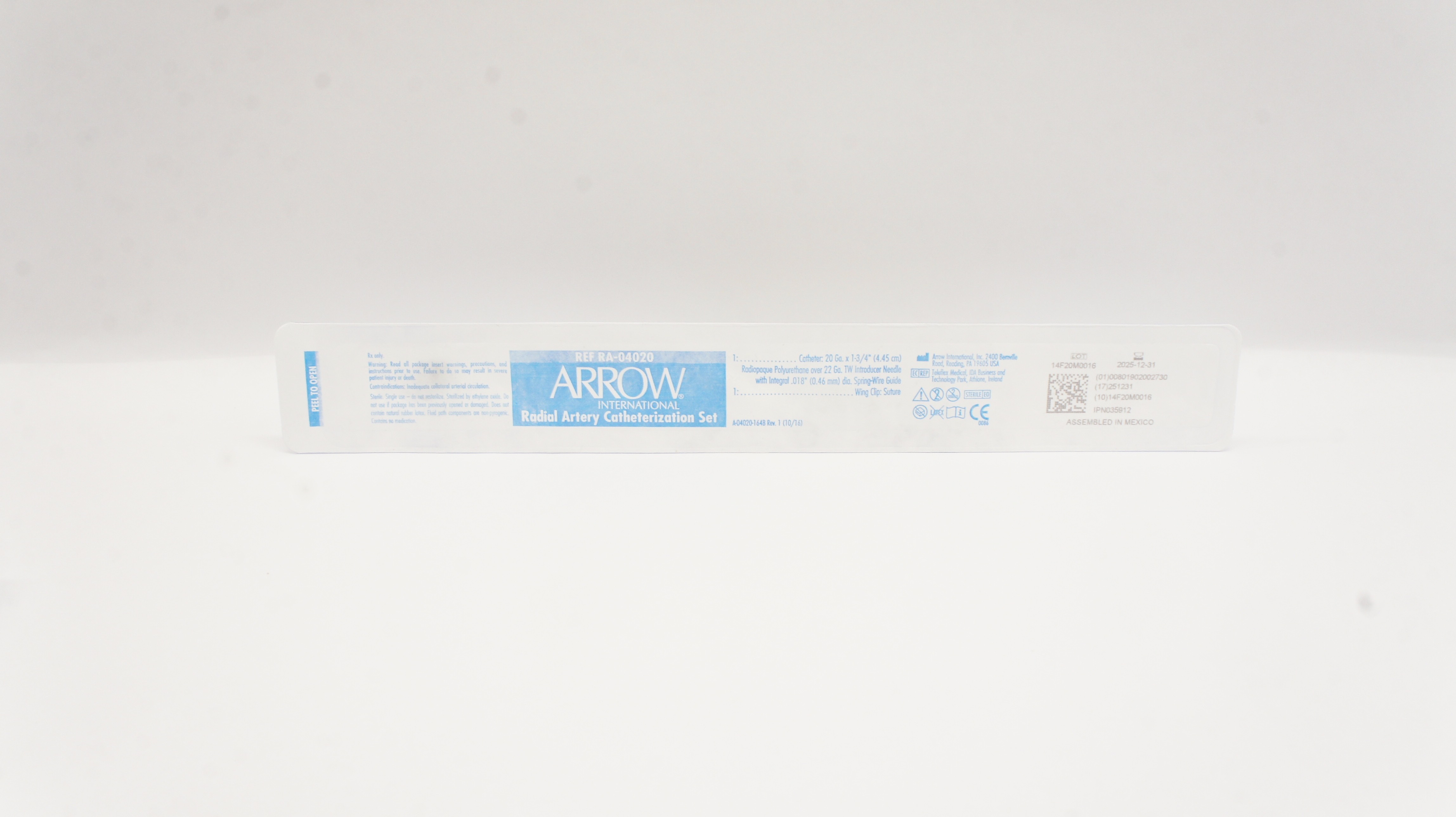 Arrow RA-04020 Radial Artery Catheterization Set 20Ga x 1-3/4 inch