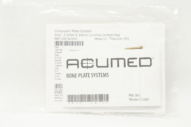 Biobridge Rib Plates Acumed Acumed CO-S2316 Congruent Plate System 2.3mm x 16mm Locking Cortical Peg