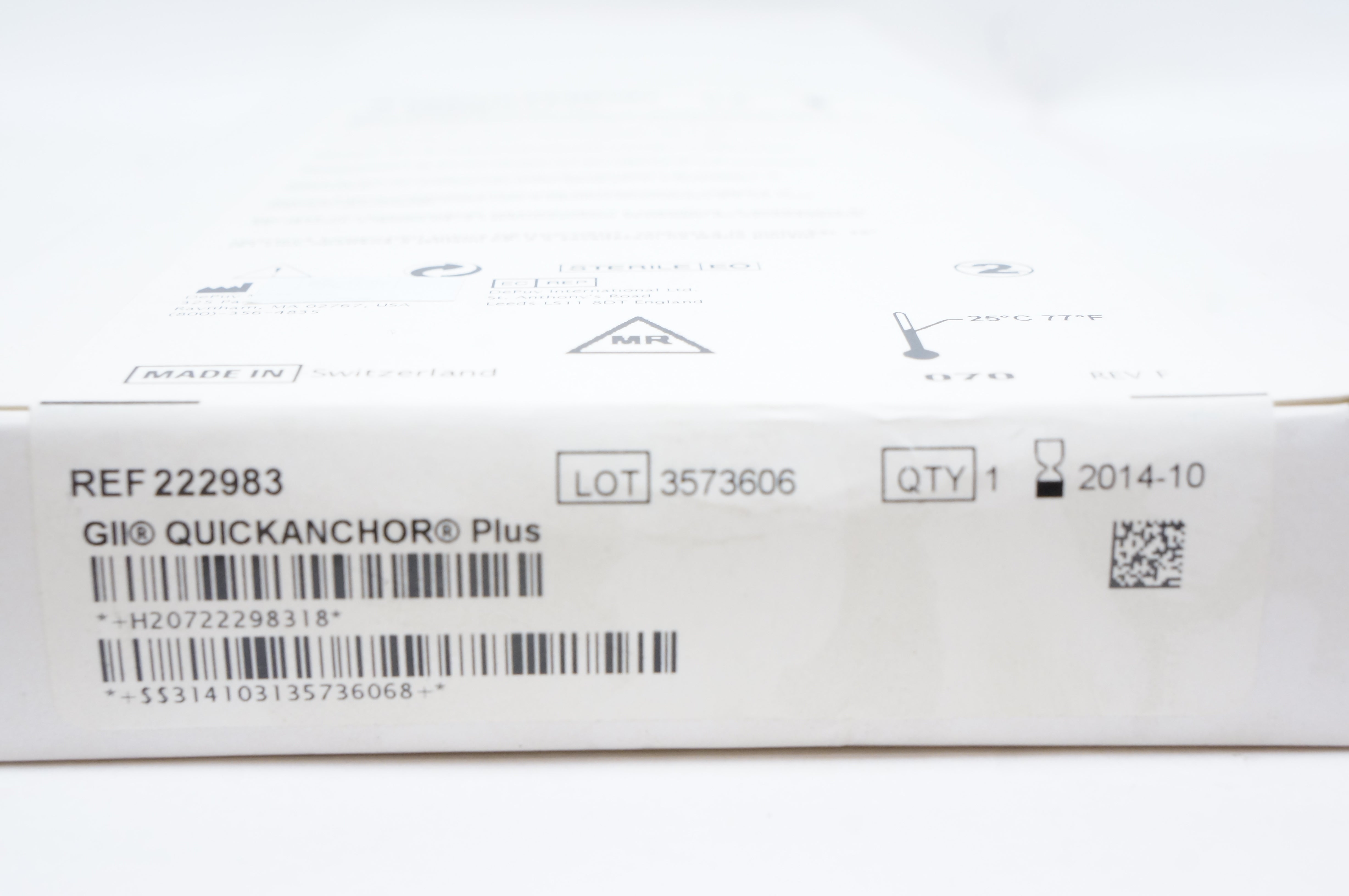 DePuy Mitek 222983 GII QUICKANCHOR Plus, Size 2 ORTHOCORD