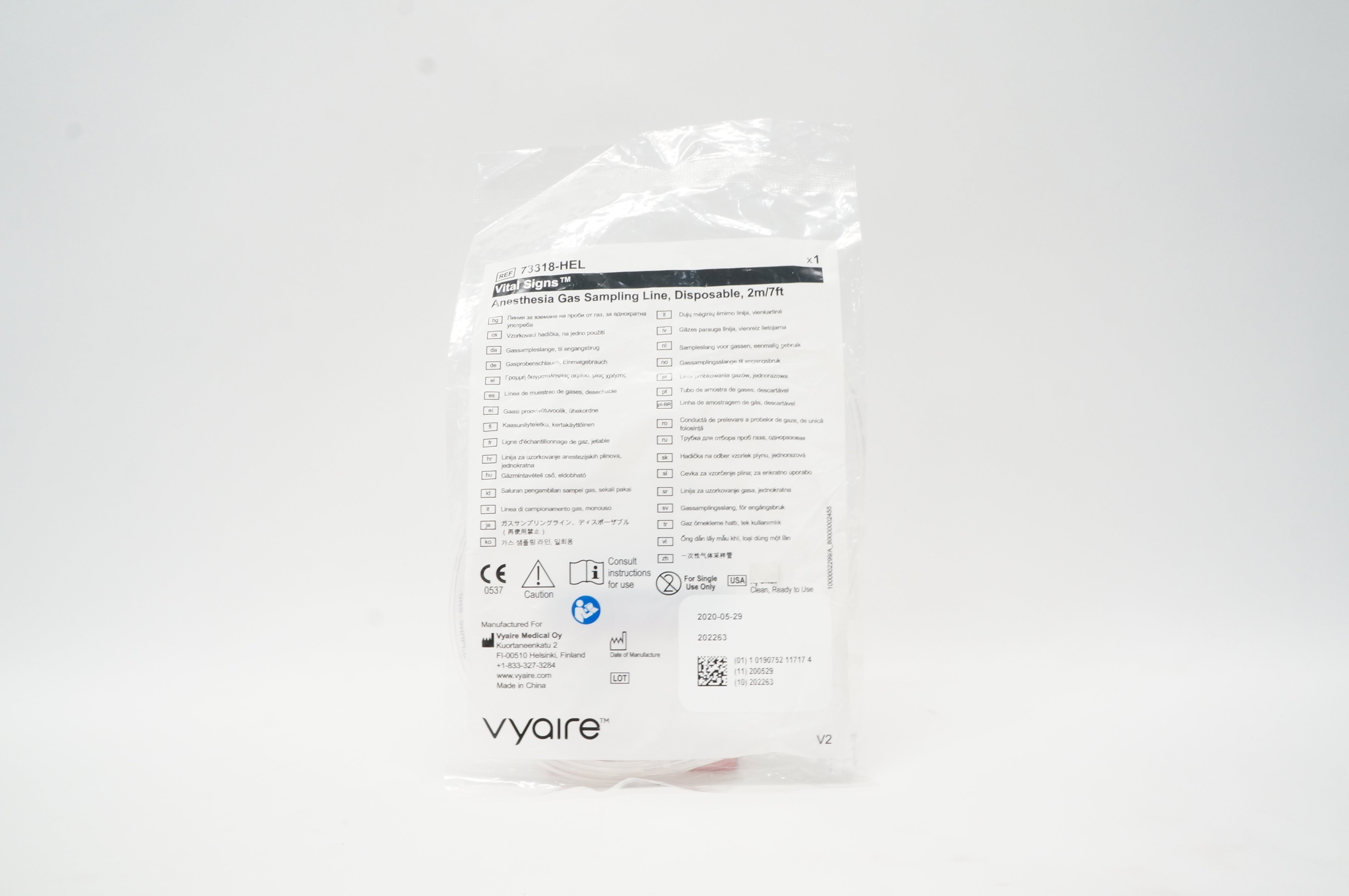 Vyaire 73318-HEL Vital Signs Anesthesia Gas Sampling Line, Disposable ...