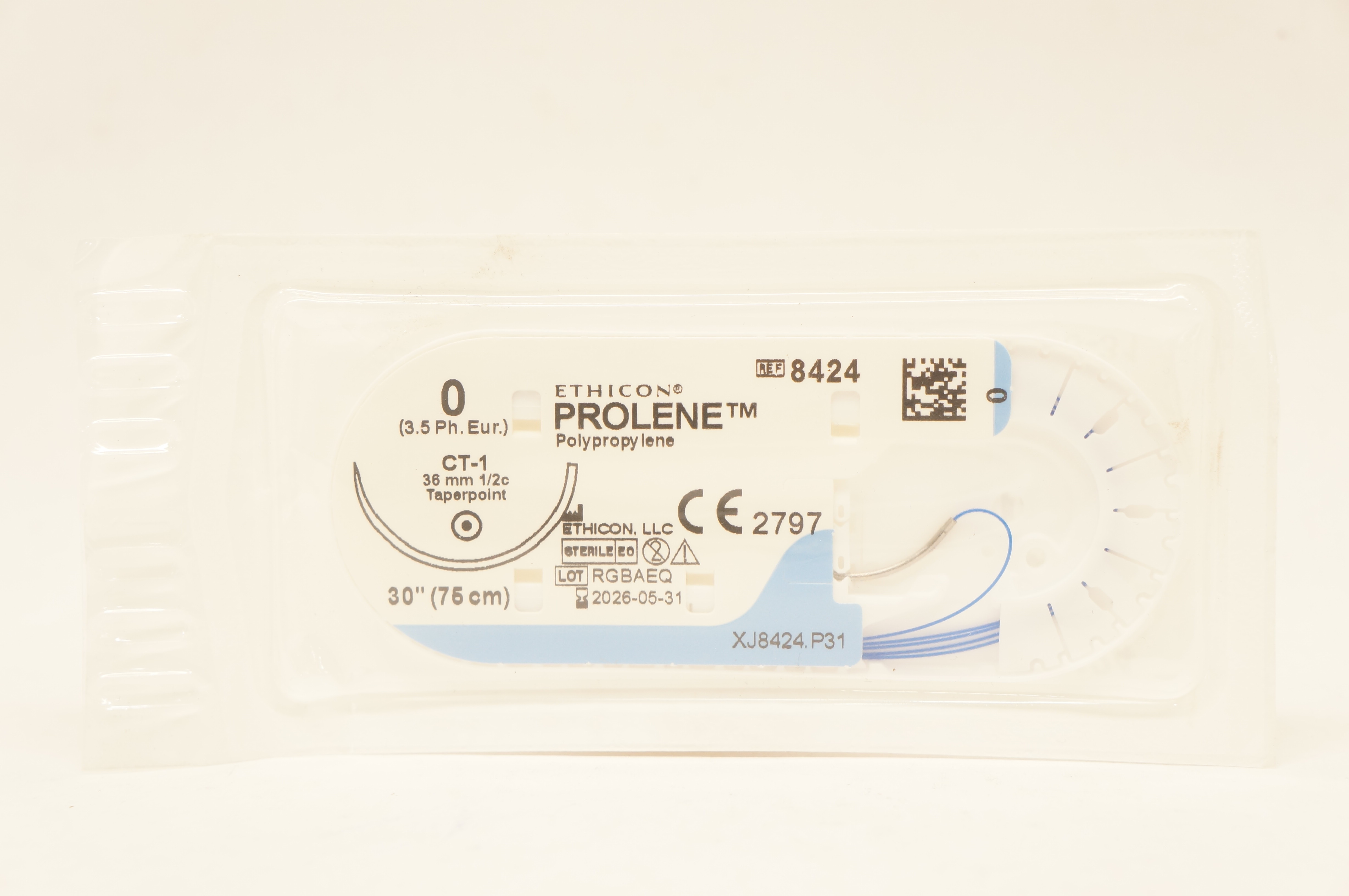Ethicon 8424 0 PROLENE Stre, Blue Monofilament CT-1, 36mm 1/2c Taperpoint 30inch