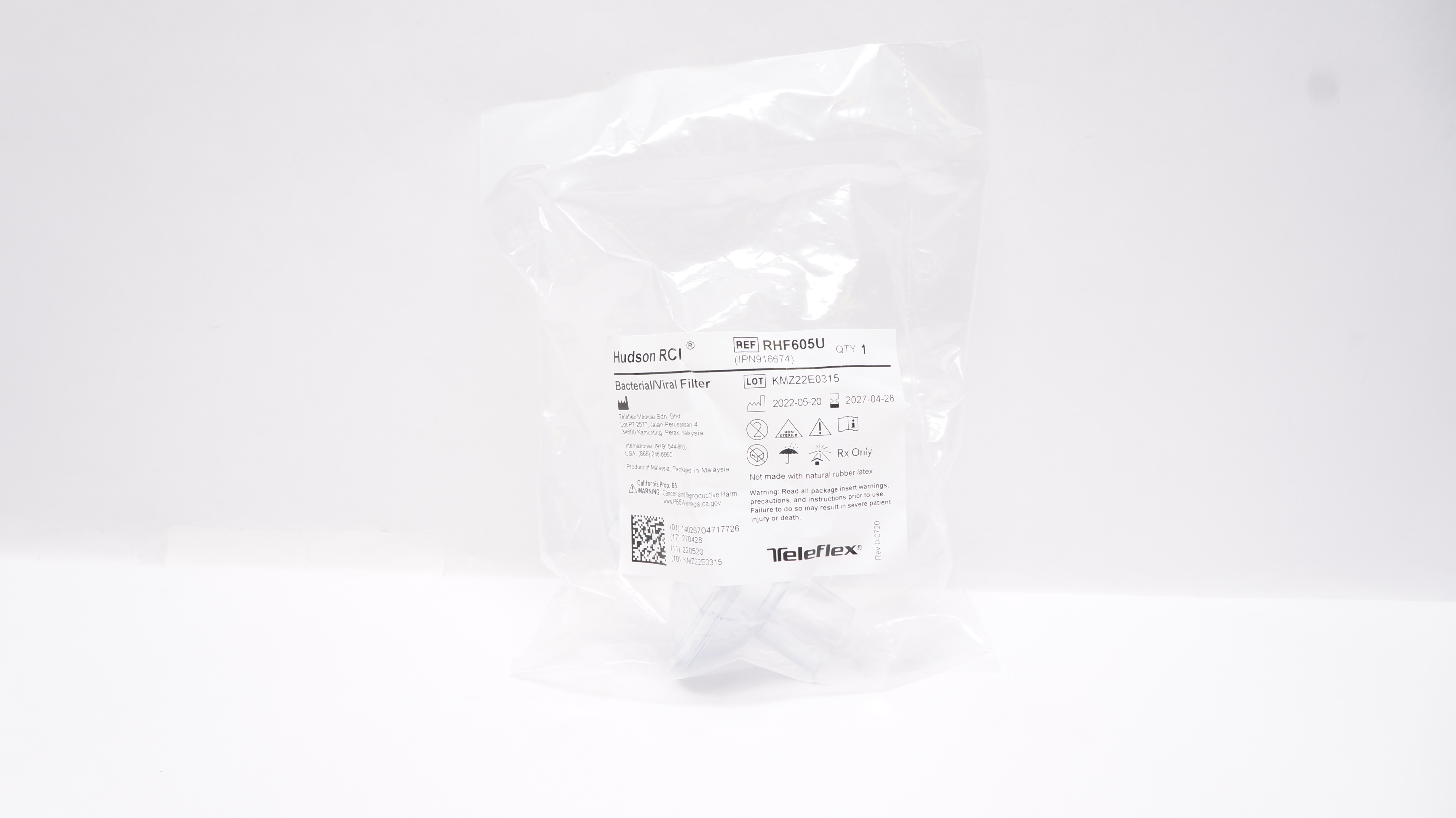 Teleflex Filter Teleflex RHF605U Hudson RCI Bacterial/Viral Filter
