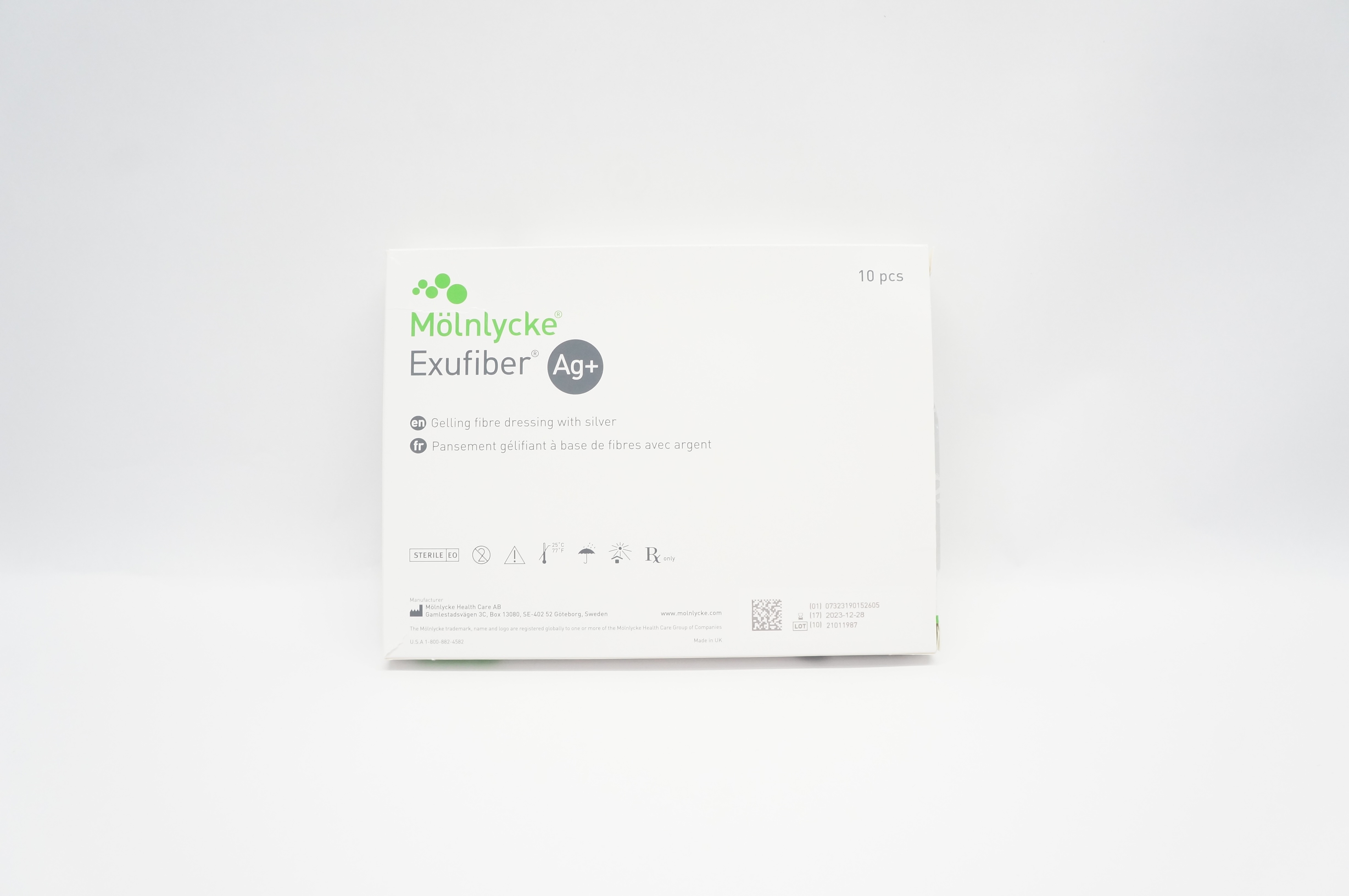 Molnlycke 603422 Exufiber Ag+ Gelling Fibre Dressing 4In x 4.8In - Box ...