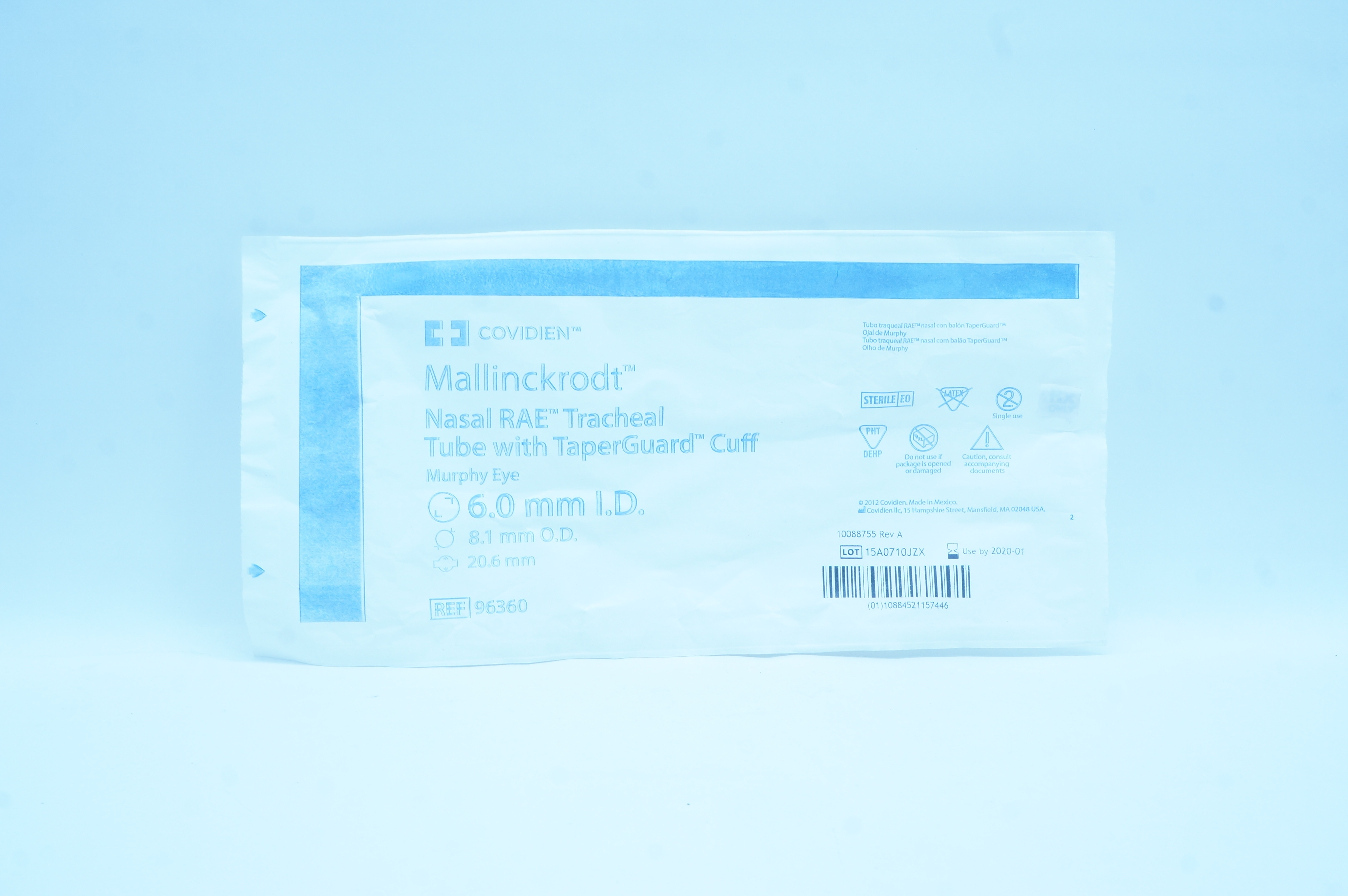 Covidien 96360 Mallinckrodt Nasal RAE Tracheal Tube 6.0 x 8.1 x 20.6mm (x)