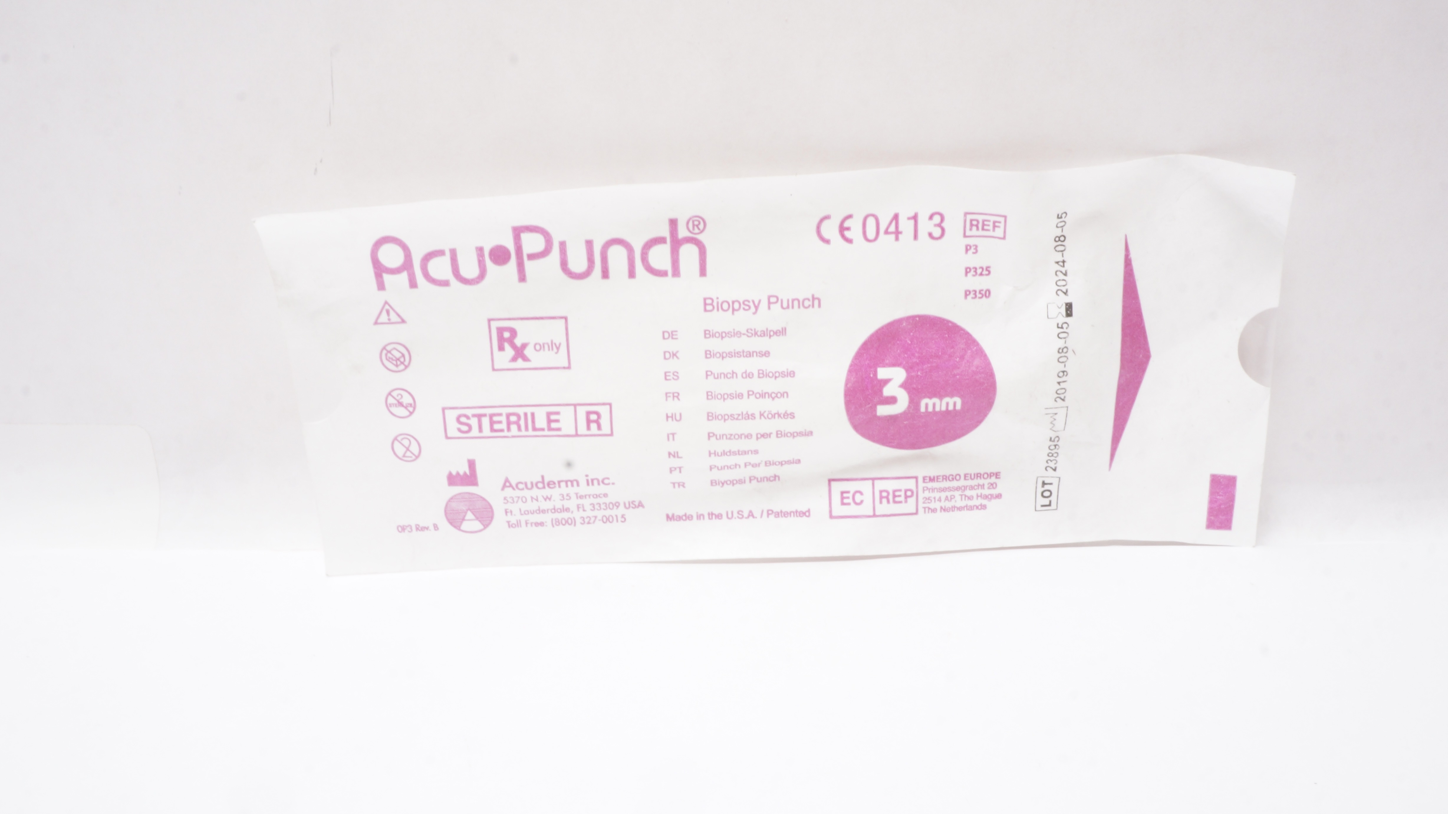 Acuderm P325/P350 ACU-Punch Biopsy Punches 3mm