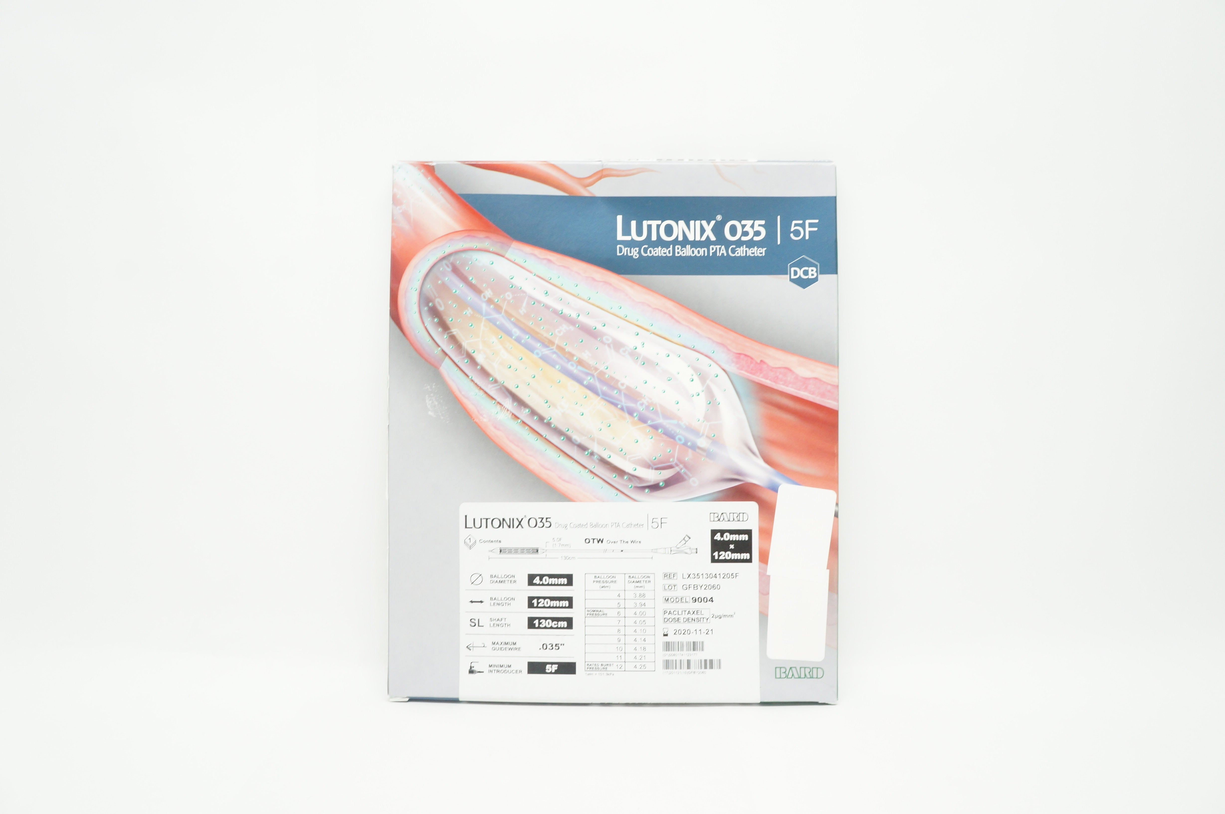 Bard LX3513041205F Lutonix 035 Drug Coated Balloon PTA Cath. 4.0x120mmx130cm (x)