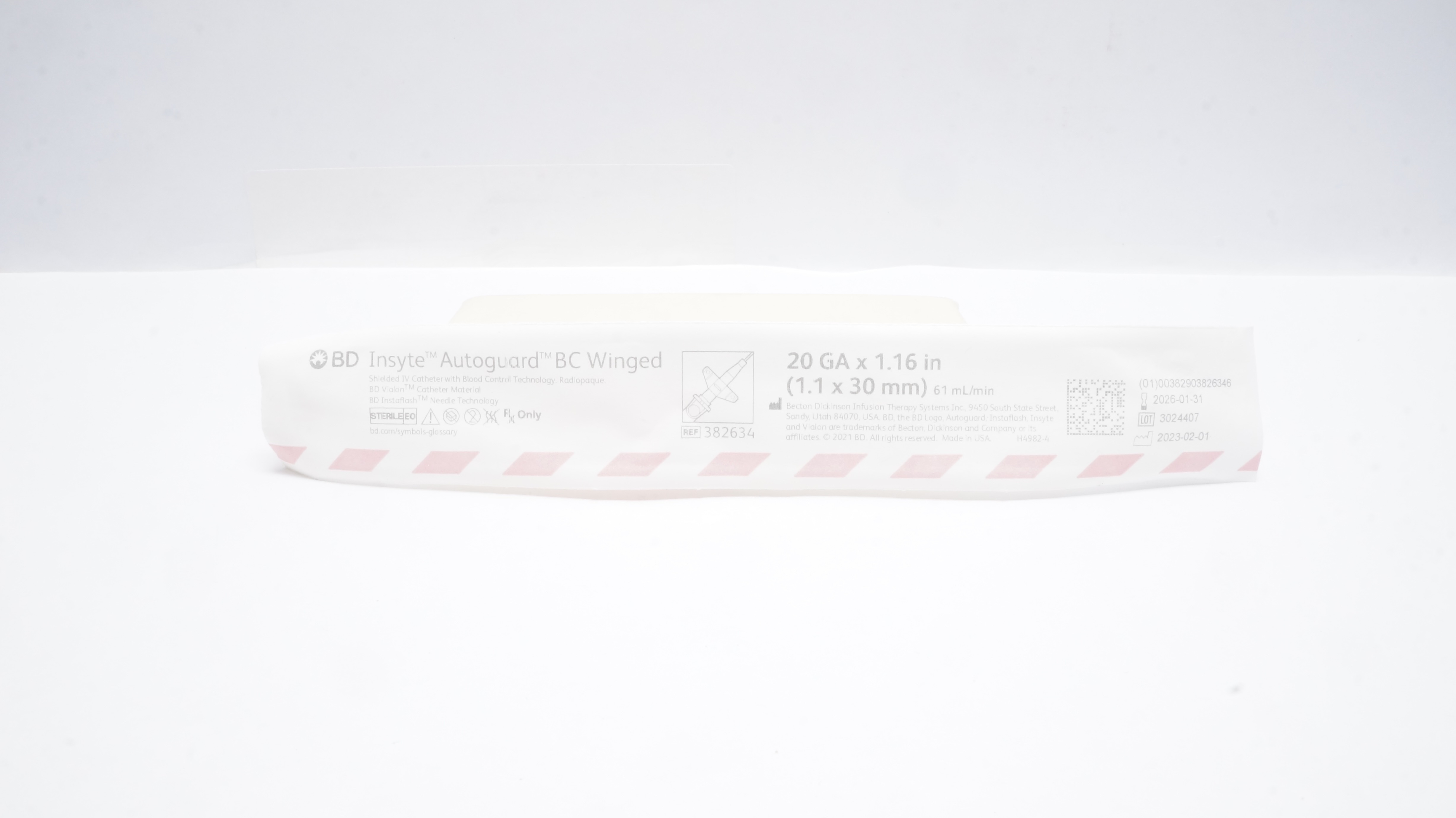 BD 382634 Autoguard Insyte BC Winged Shielded IV Cath. 20Ga x 1.16inch 61ml/min