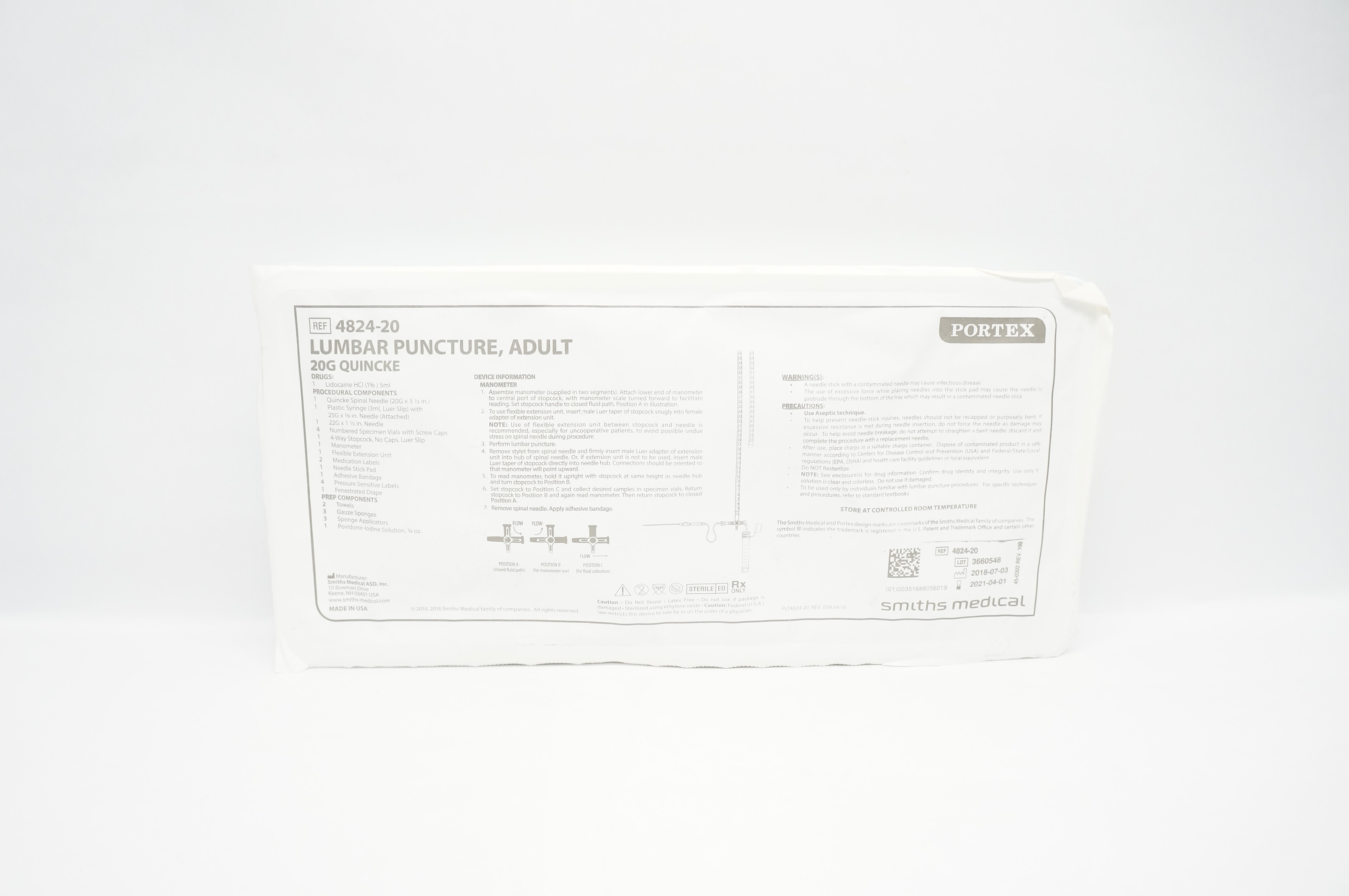 Smiths Medical 4824-20 Portex Lumbar Puncture, Adult 20G Quincke (x)