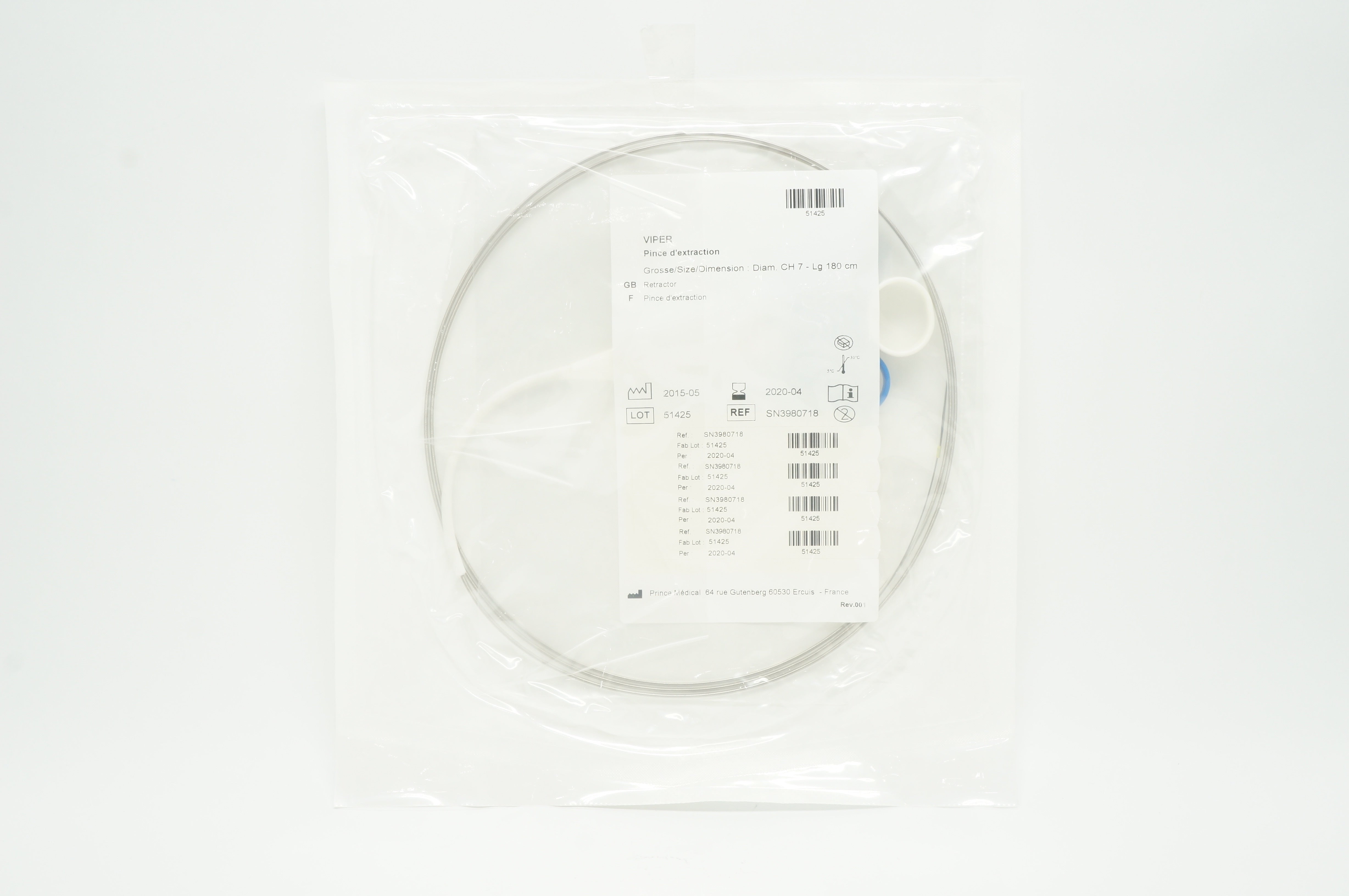 Prince Medical SN3980718 Retractor, Diameter CH 7 - Length 180cm (x)