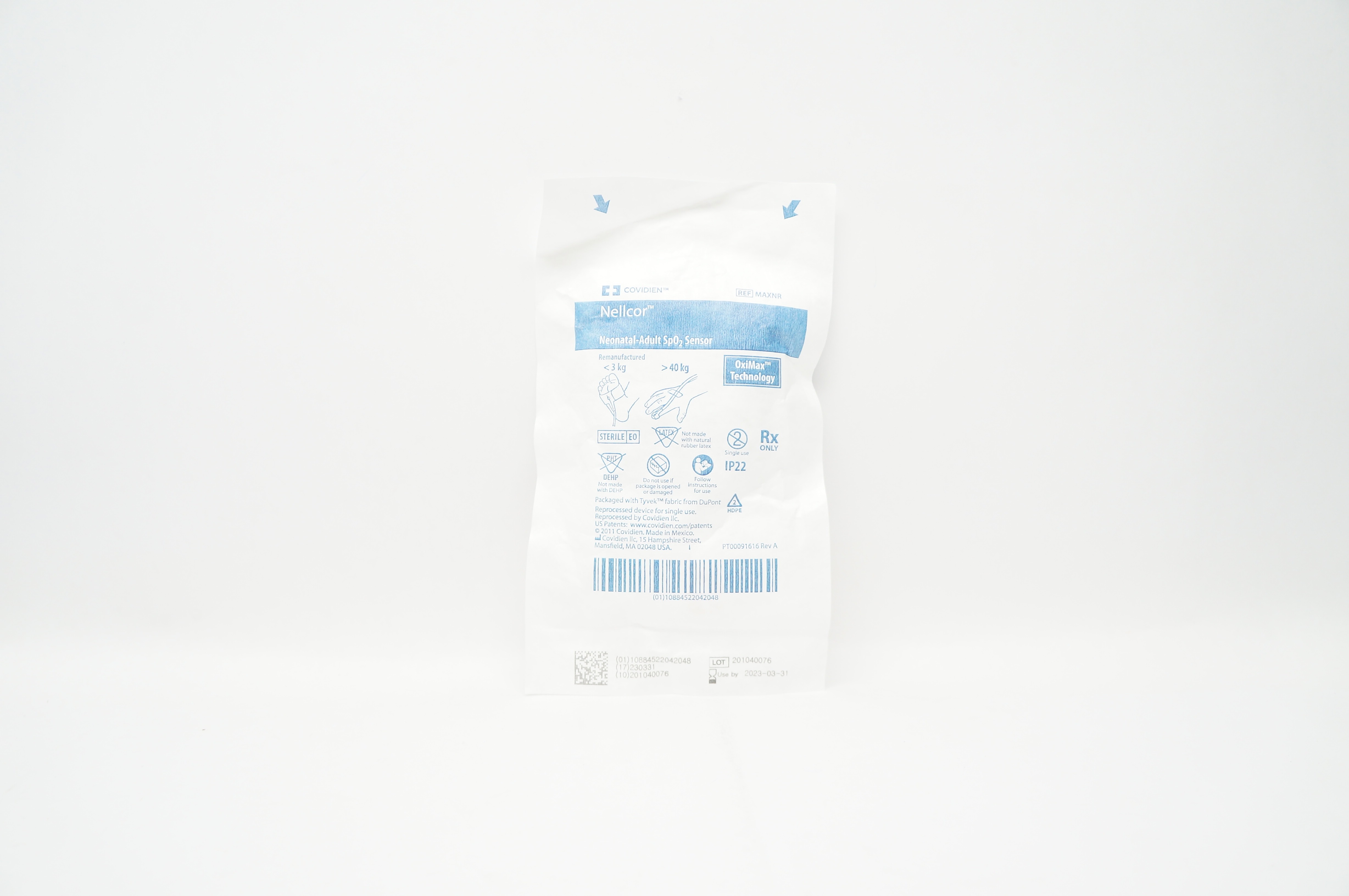 Covidien MAXNR Nellcor OxiMax Technology Neonatal-Adult SpO2 Sensor <3kg, >40kg