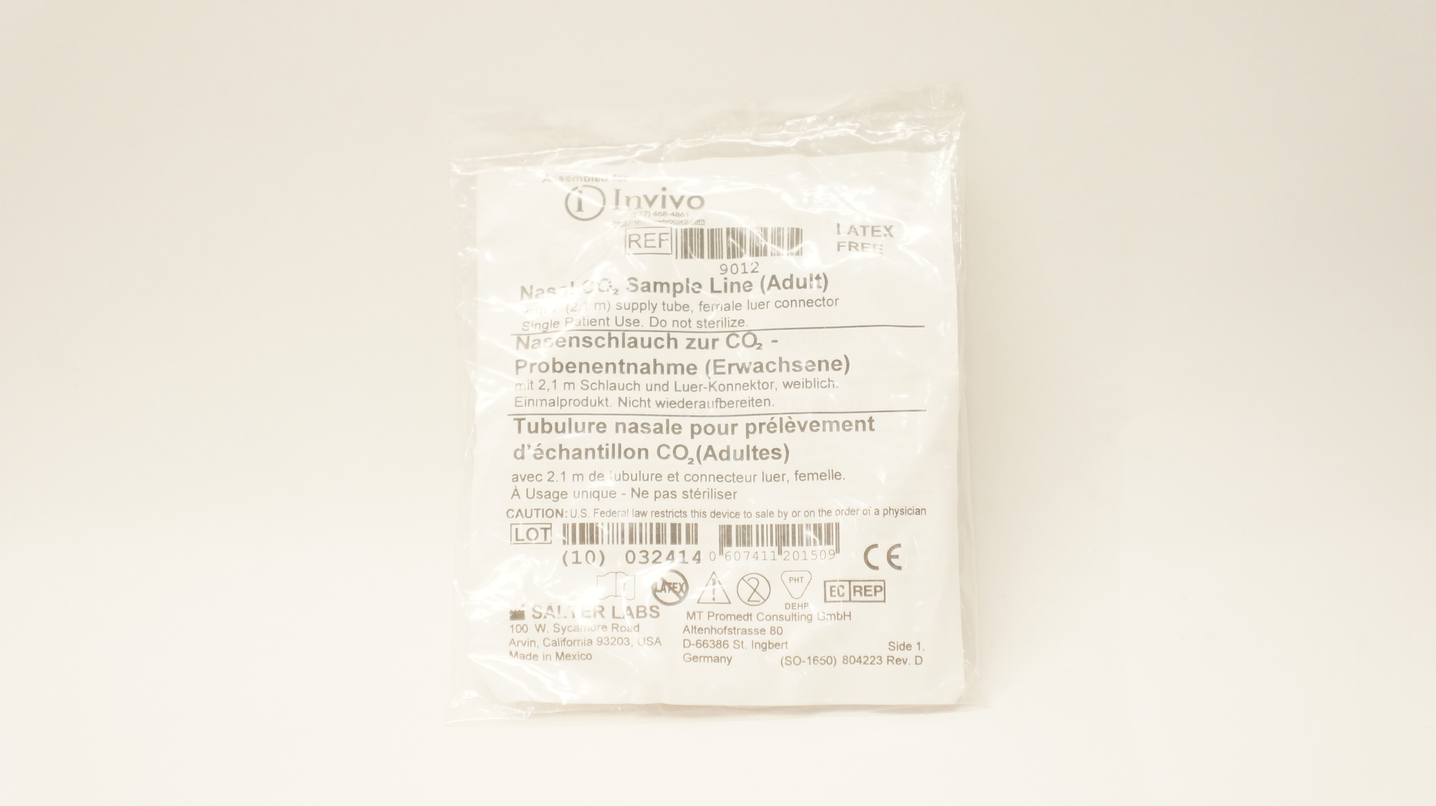 Salter Labs 9012 Invivo Nasal CO2 Sample Line Adult