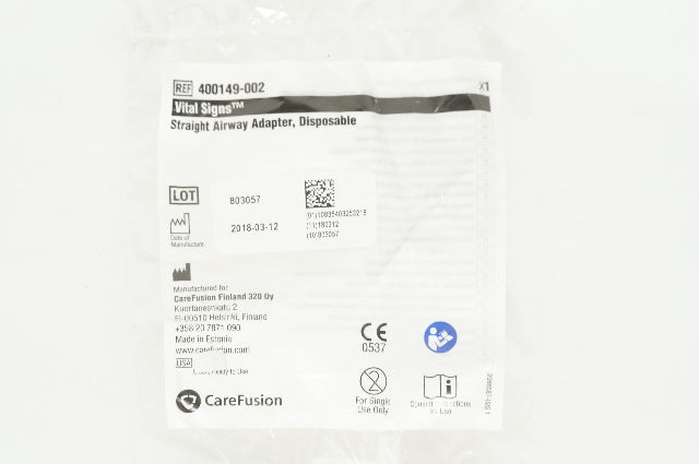 CareFusion 400149-002 Vital Signs Straight Airway Adapter, Disposable