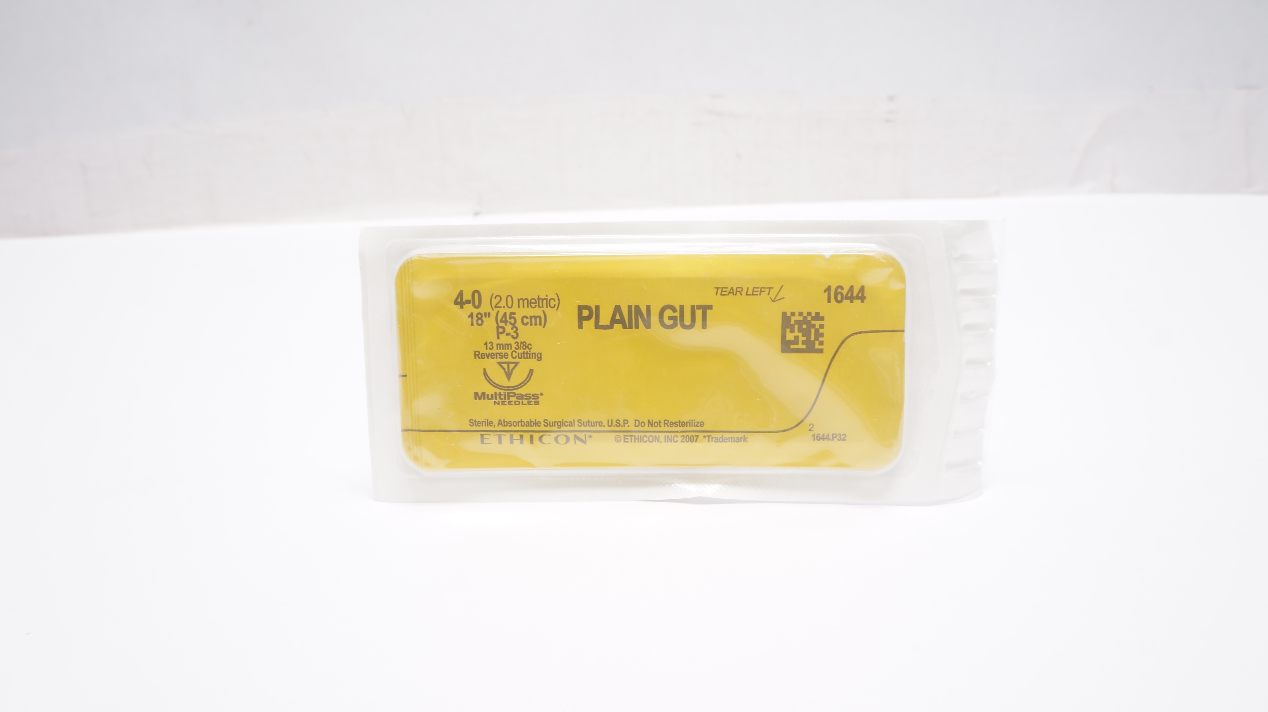 Ethicon 1644 4-0 PLAIN GUT Surgical Stre P-3 13mm 3/8c Reverse Cutting 18inch(x)