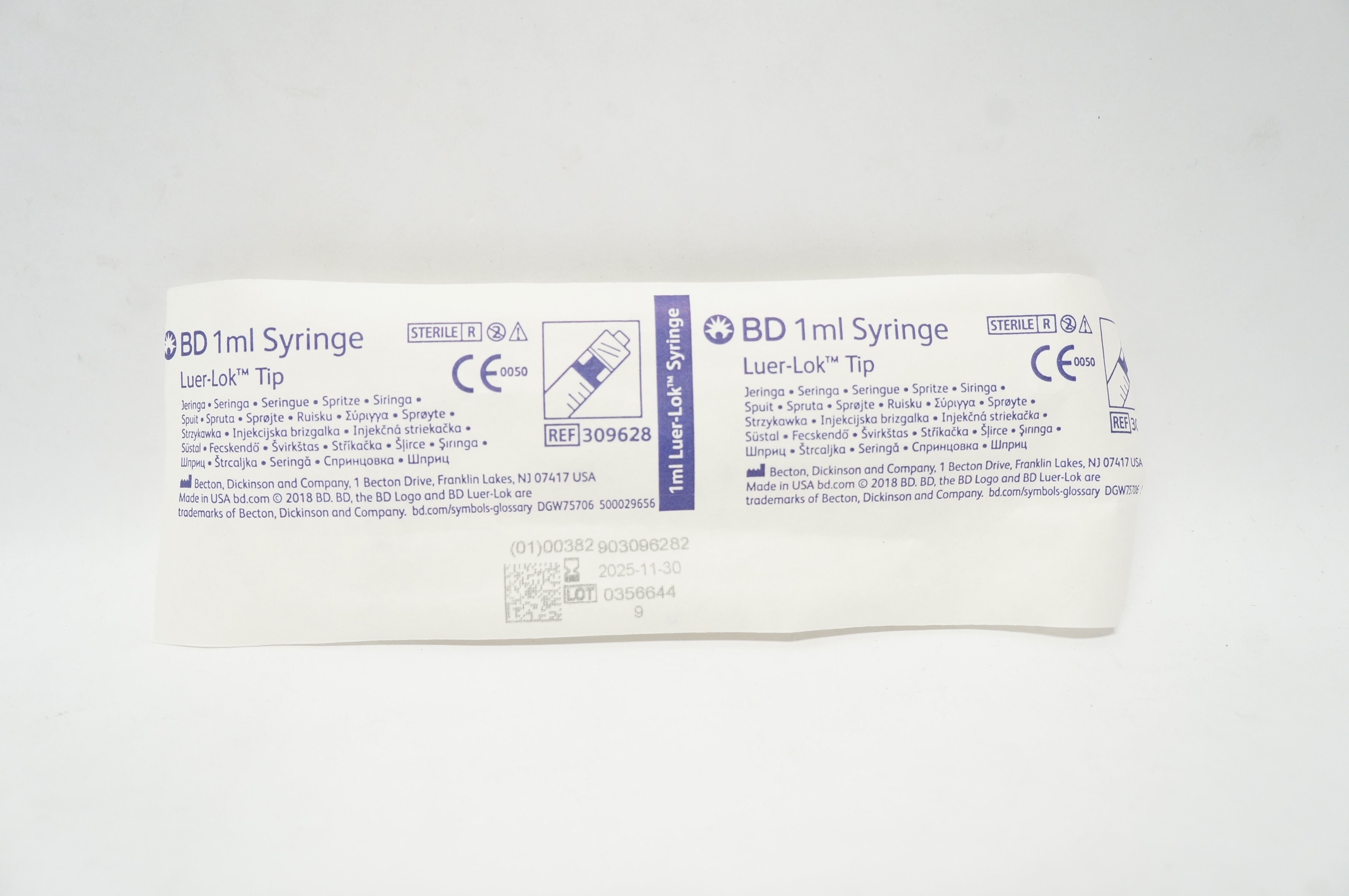 BD 309628 Luer Lok Tip 1ml Syringe