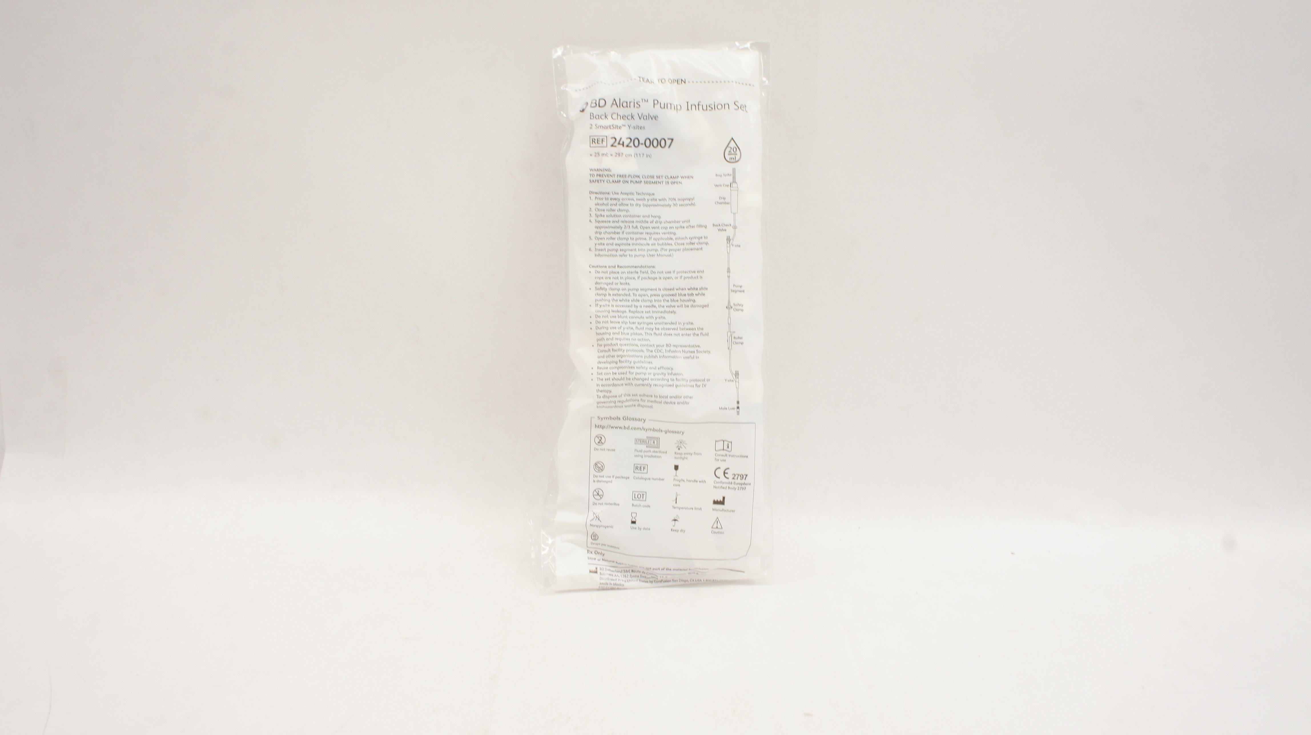 BD 2420-0007 Alaris Pump Infusion Set Back Check Valve 117 inch x 20ml