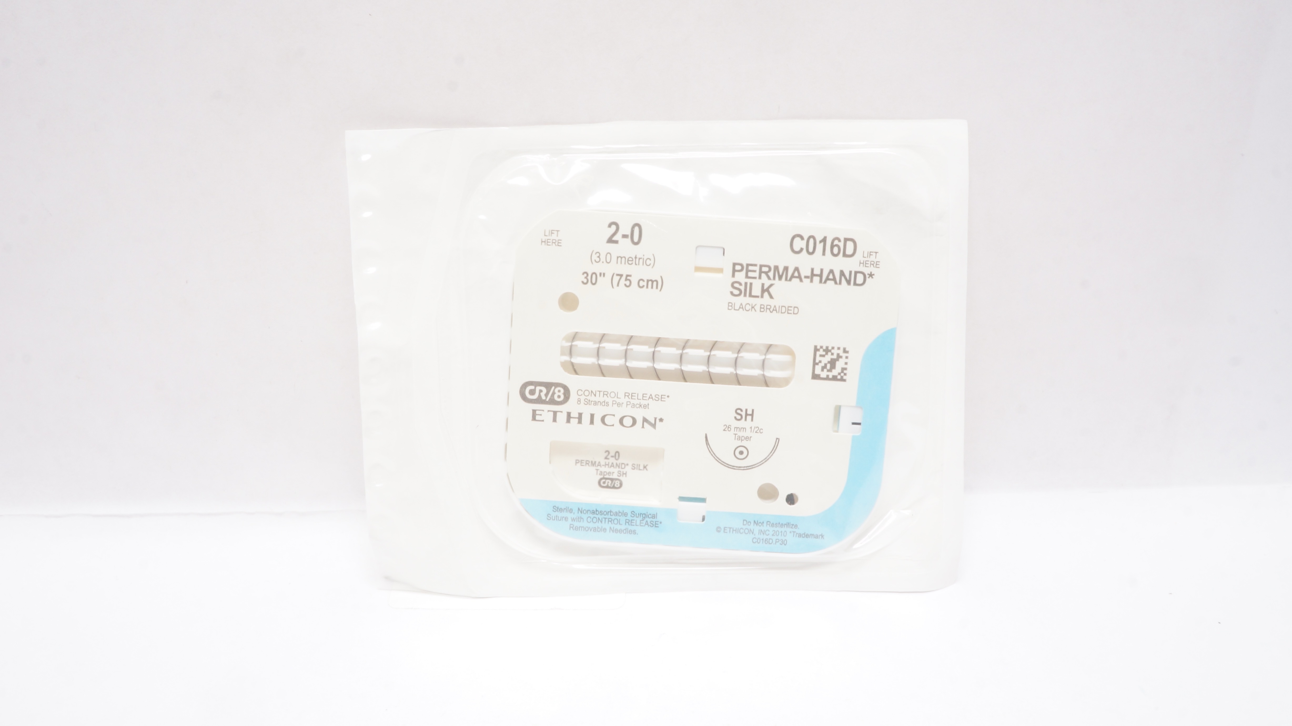 C013d Ethicon C016D 2-0 Perma-Hand Silk SH 26mm 1/2c Taper 30inch