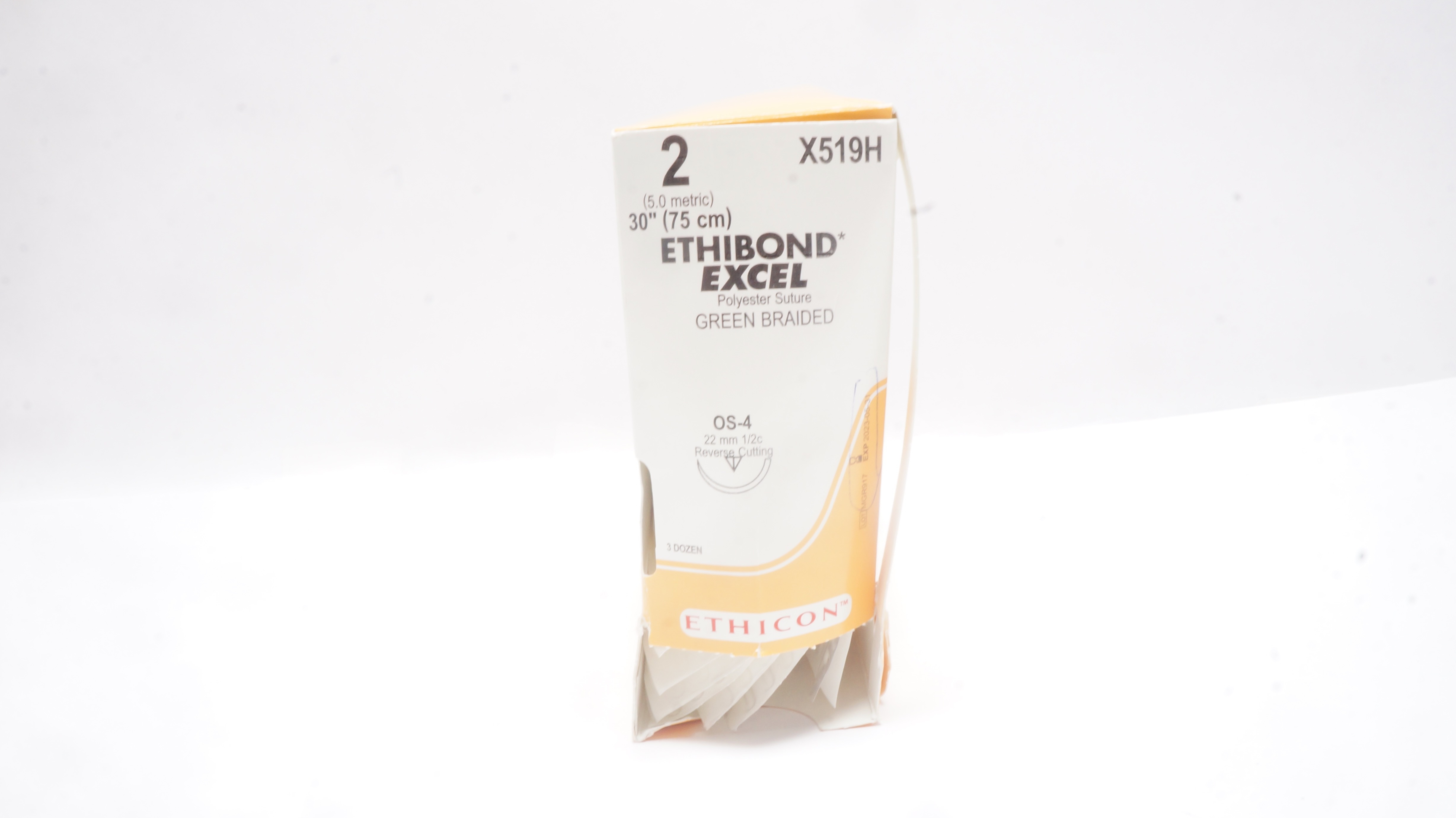 Ethicon X519H 2 ETHIBOND EXCEL, OS-4, 22mm 1/2c, 30inch (x) - Box of 22