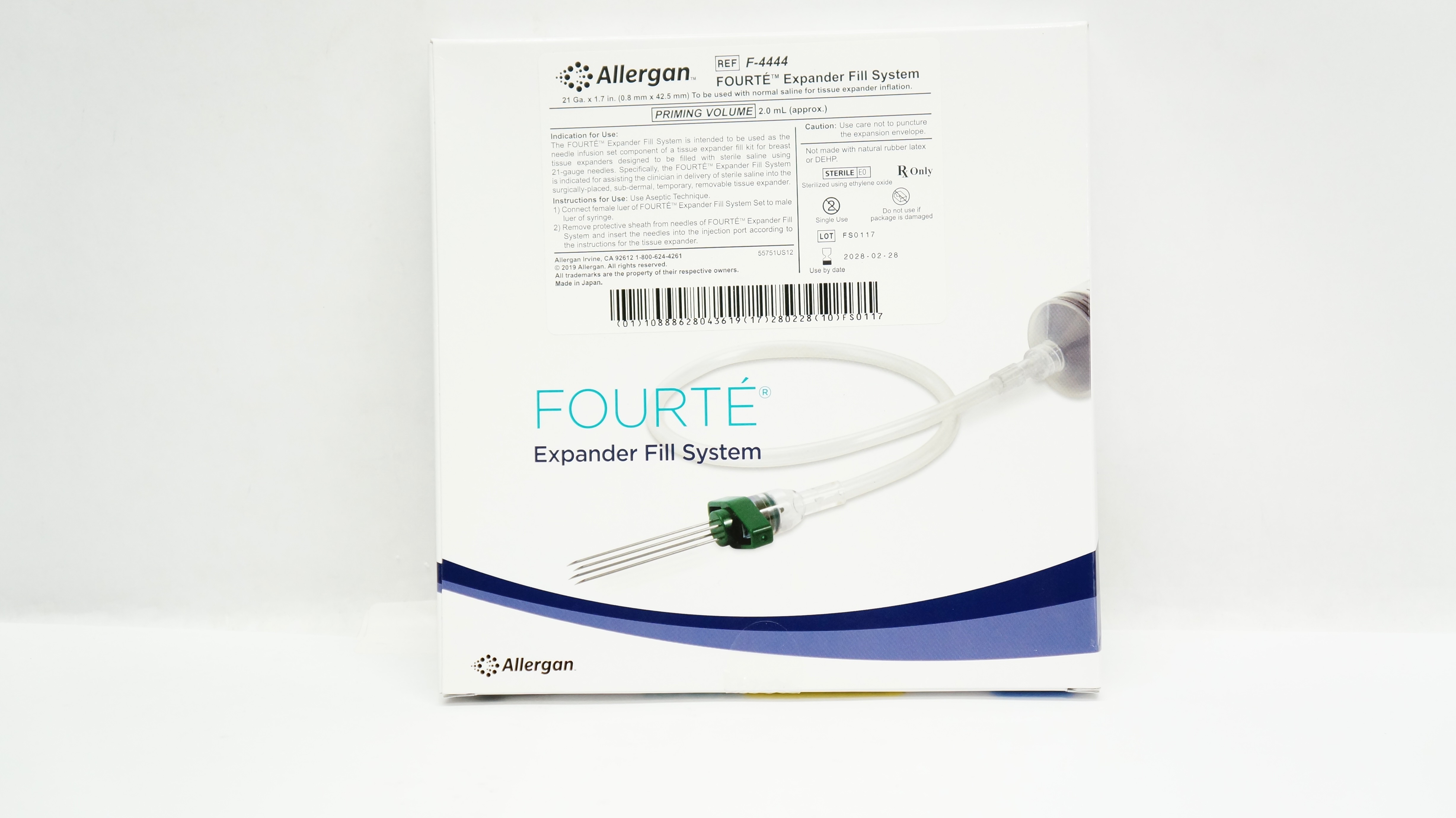 Allergan F4444 Fourte Expander Fill System 21 Ga x 1.7inch Priming Vol