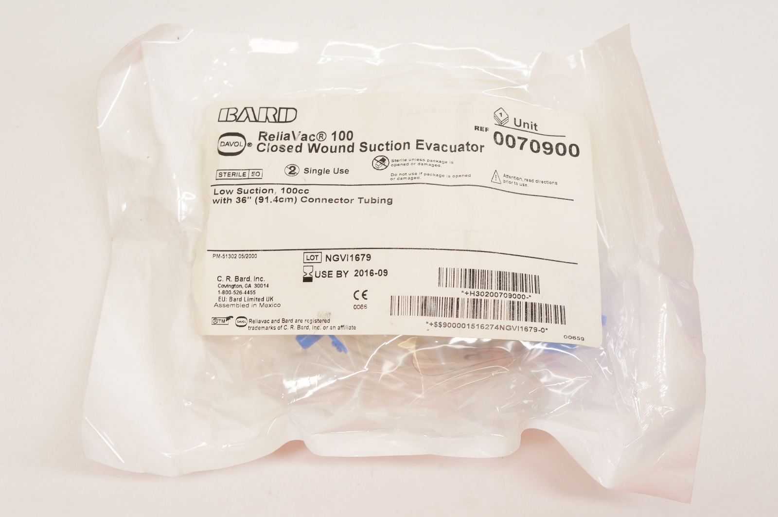 Bard 0070900 ReliaVac 100 Closed Wound Suction Evacuator (x)