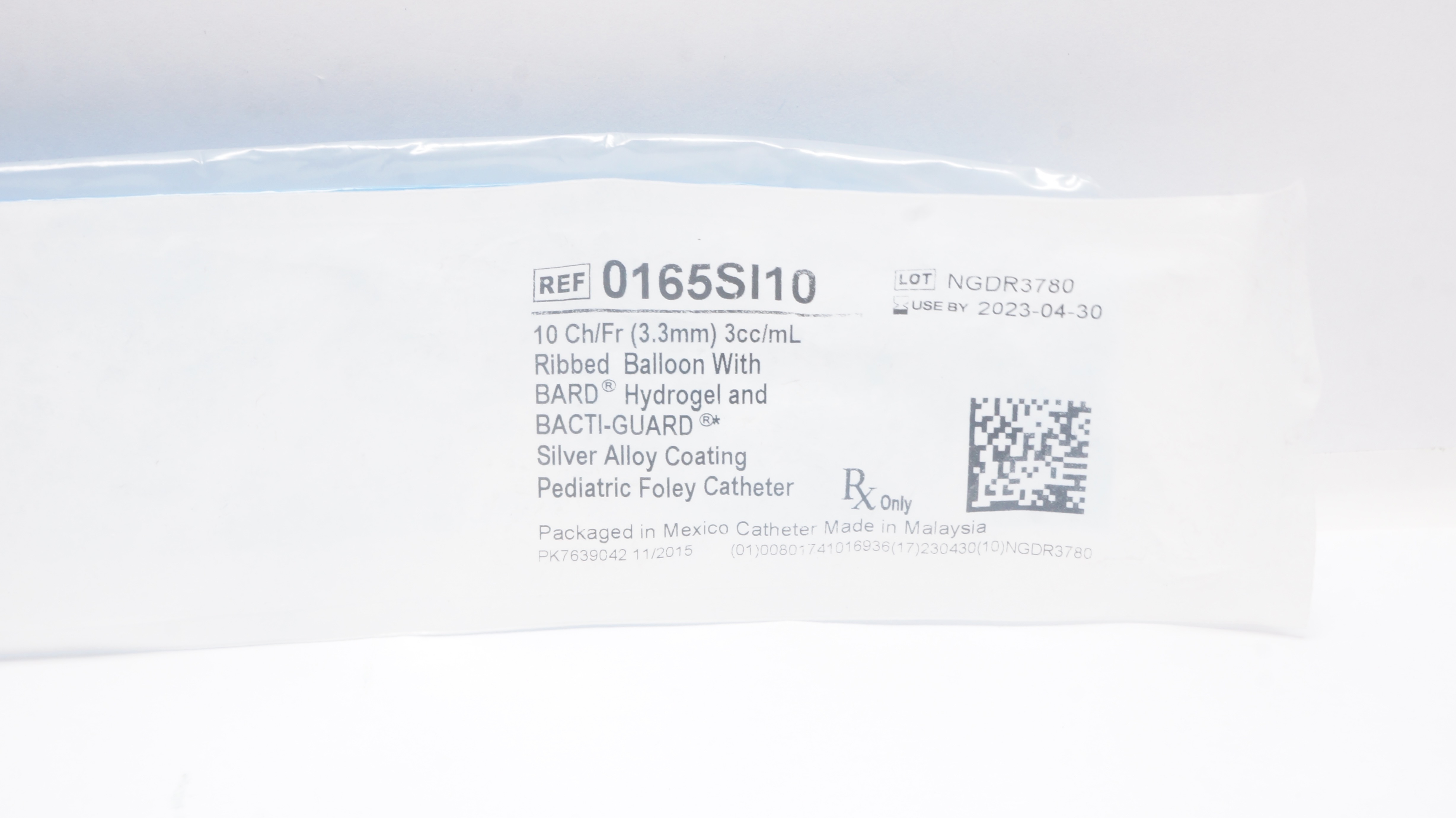 Bard 0165SI10 Bardex I.C. Anti-infective Foley Catheter 10Ch/Fr 3cc/ml (x)