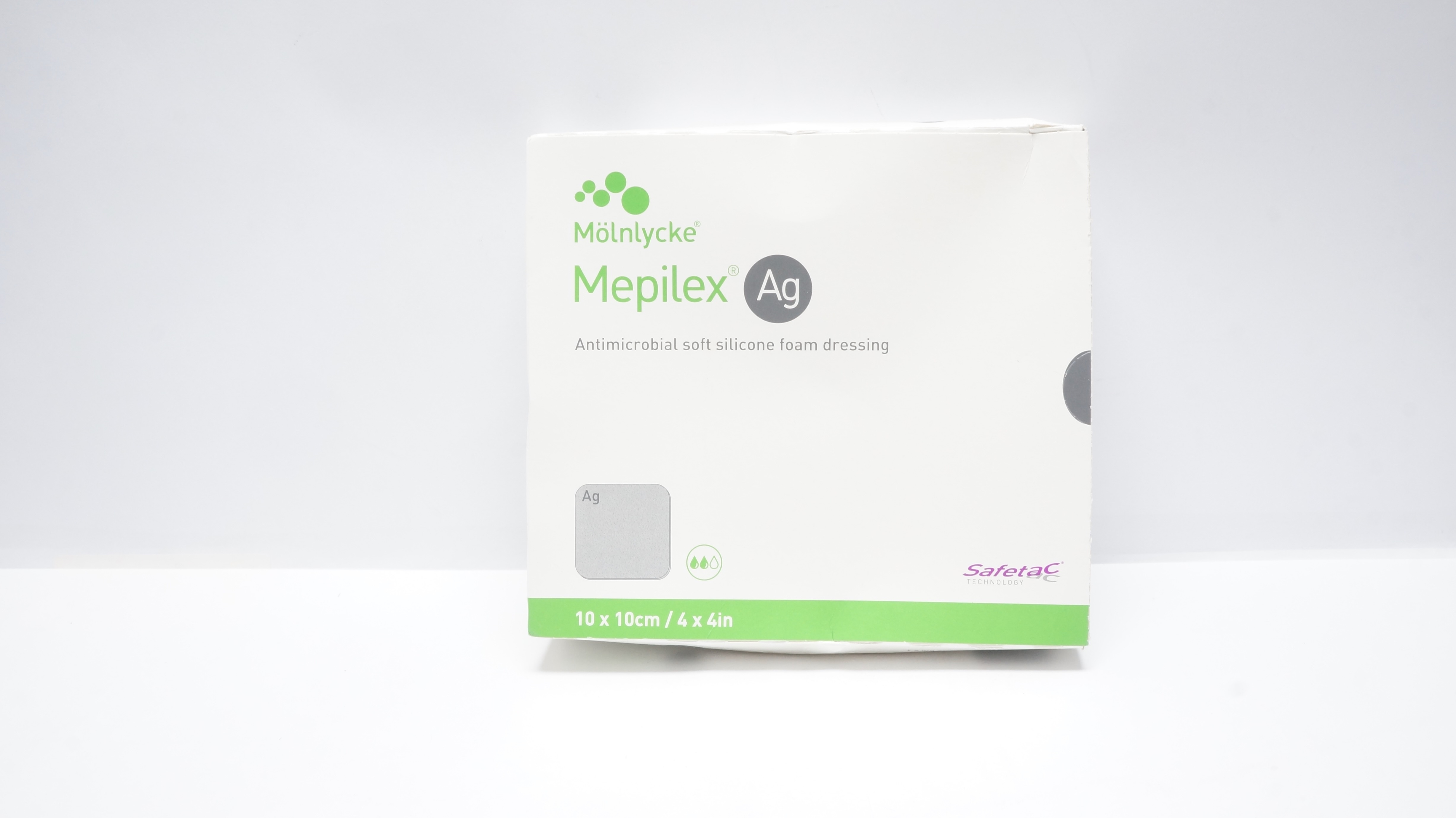 Molnlycke Healthcare 287100 Mepilex Ag Foam Dressing 4inch x 4inch - Box of 5