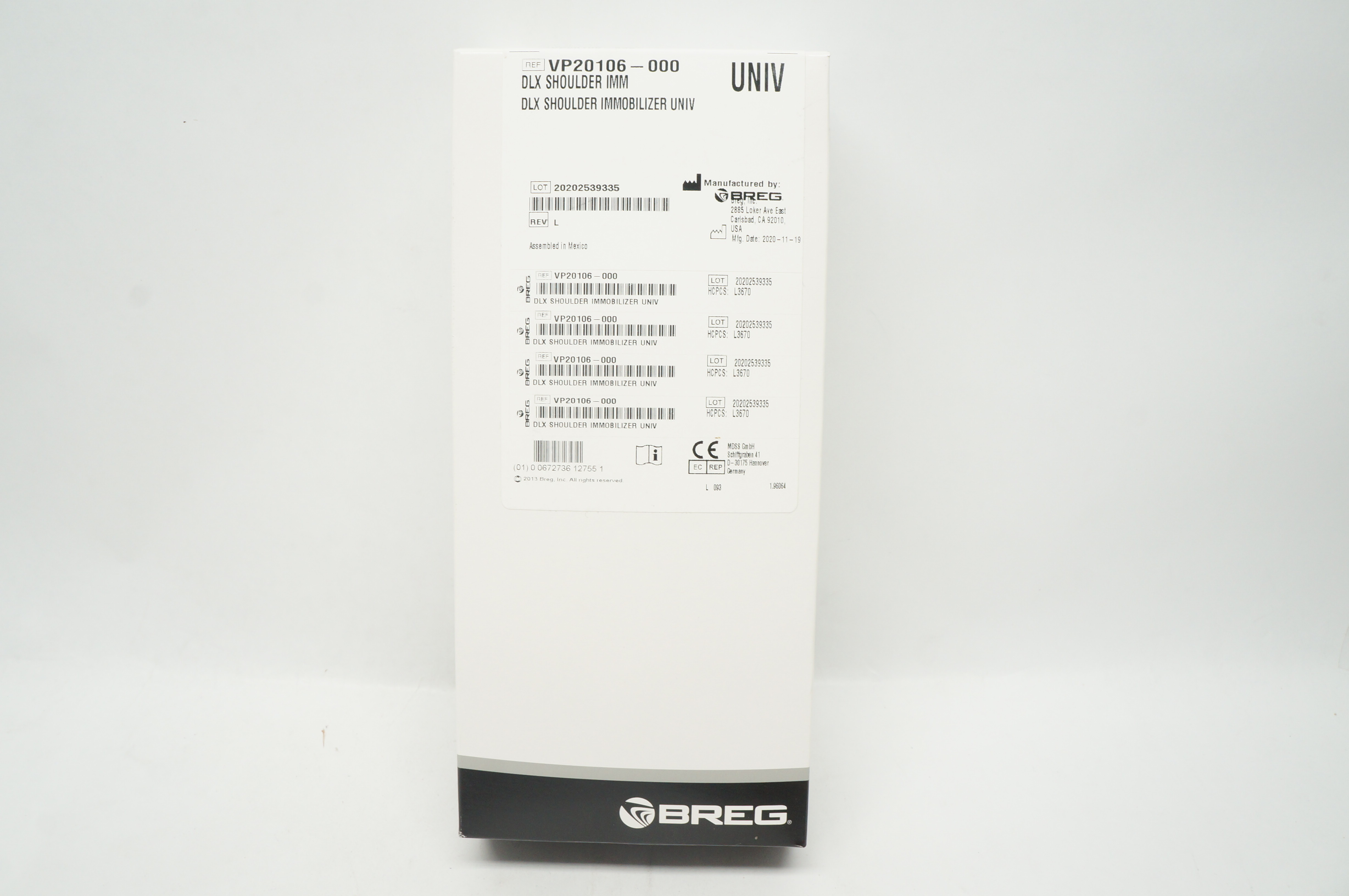 Breg VP20106-000 DLX Shoulder Immobilizer Universal