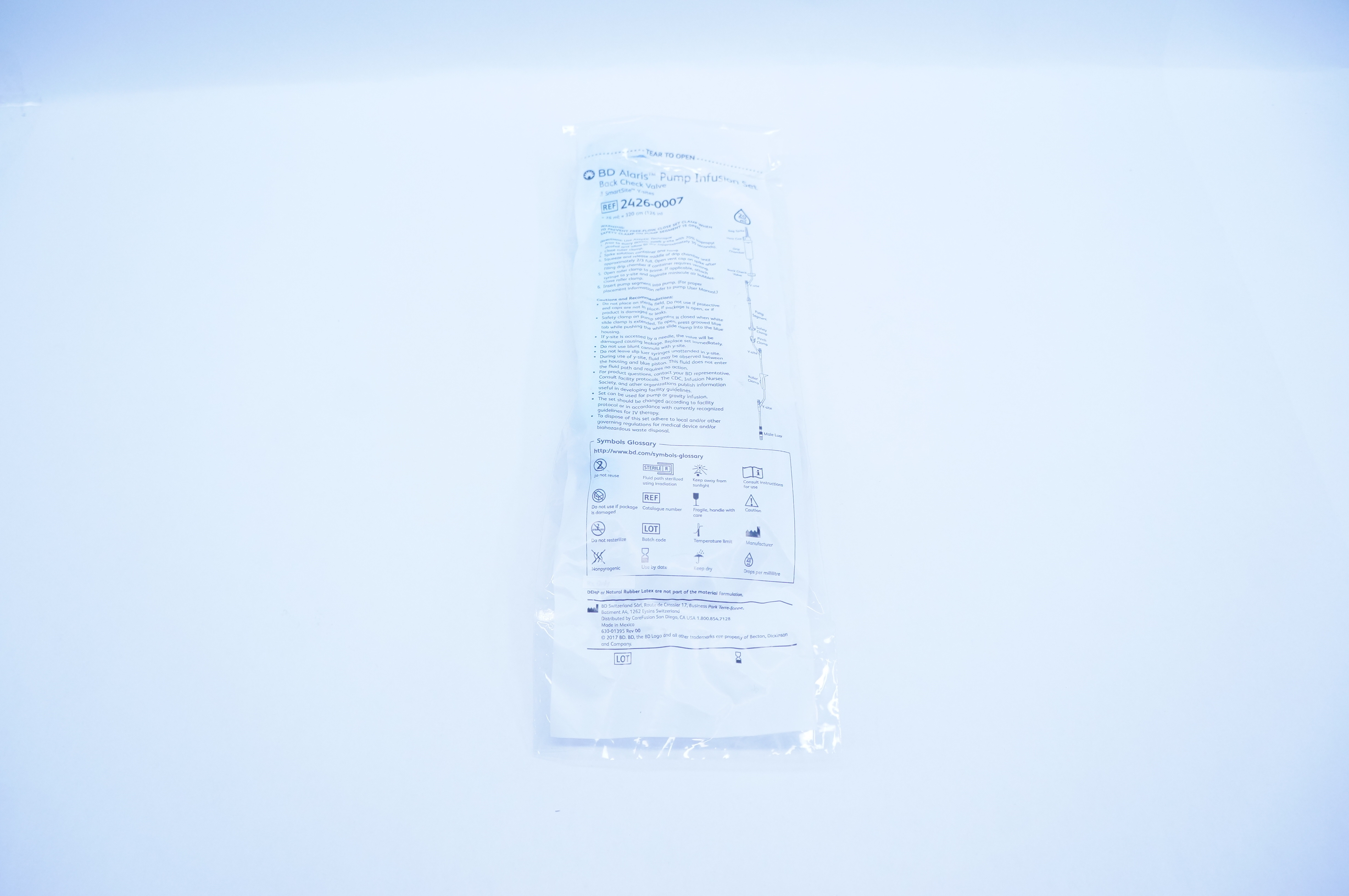 BD 2426-0007 Alaris Pump Infusion Set Back Check Valve 20ml, 126inch