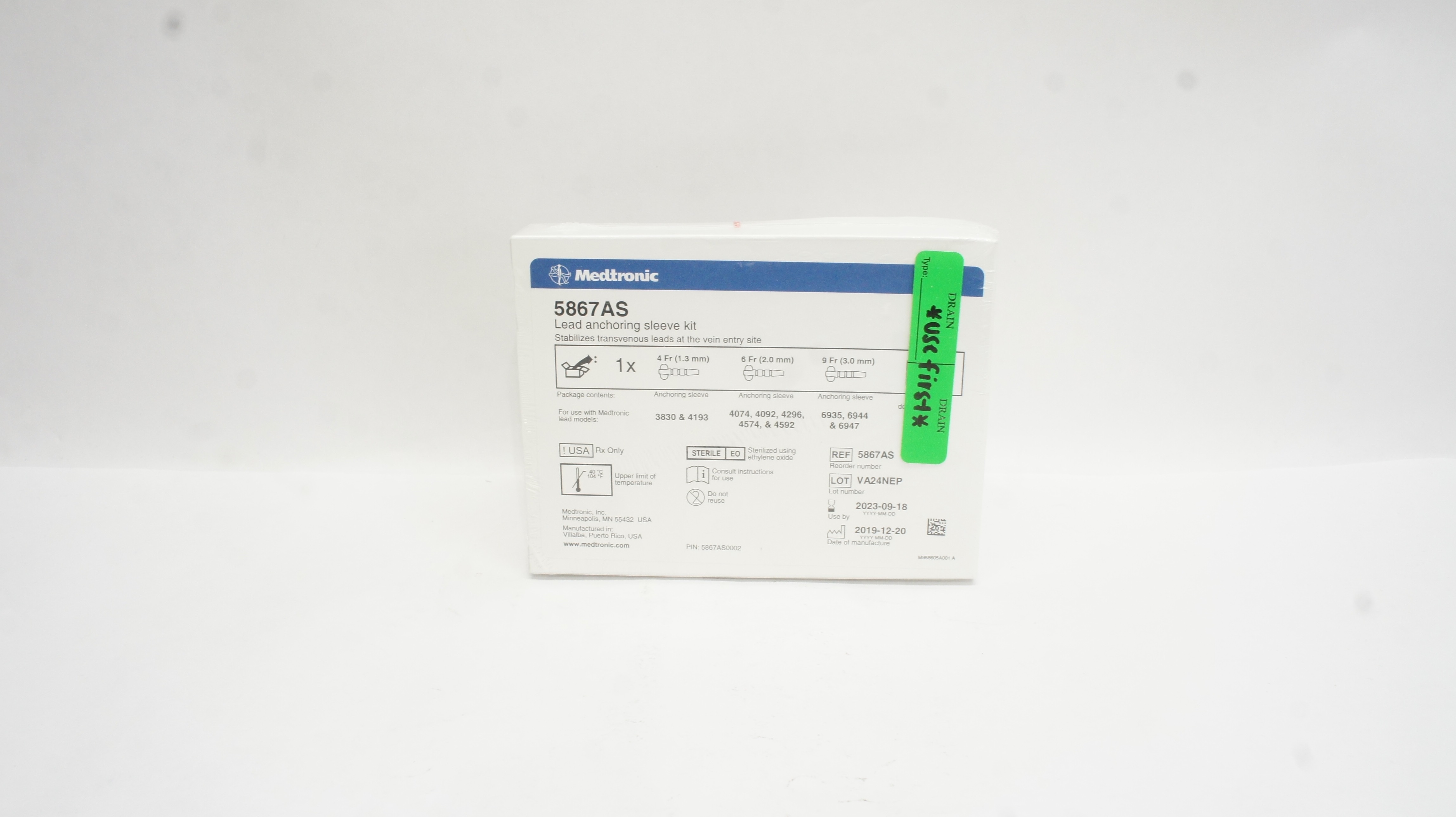 Medtronic 5867AS Lead Anchoring Sleeve Kit 4Fr x 6Fr x 9Fr (x)