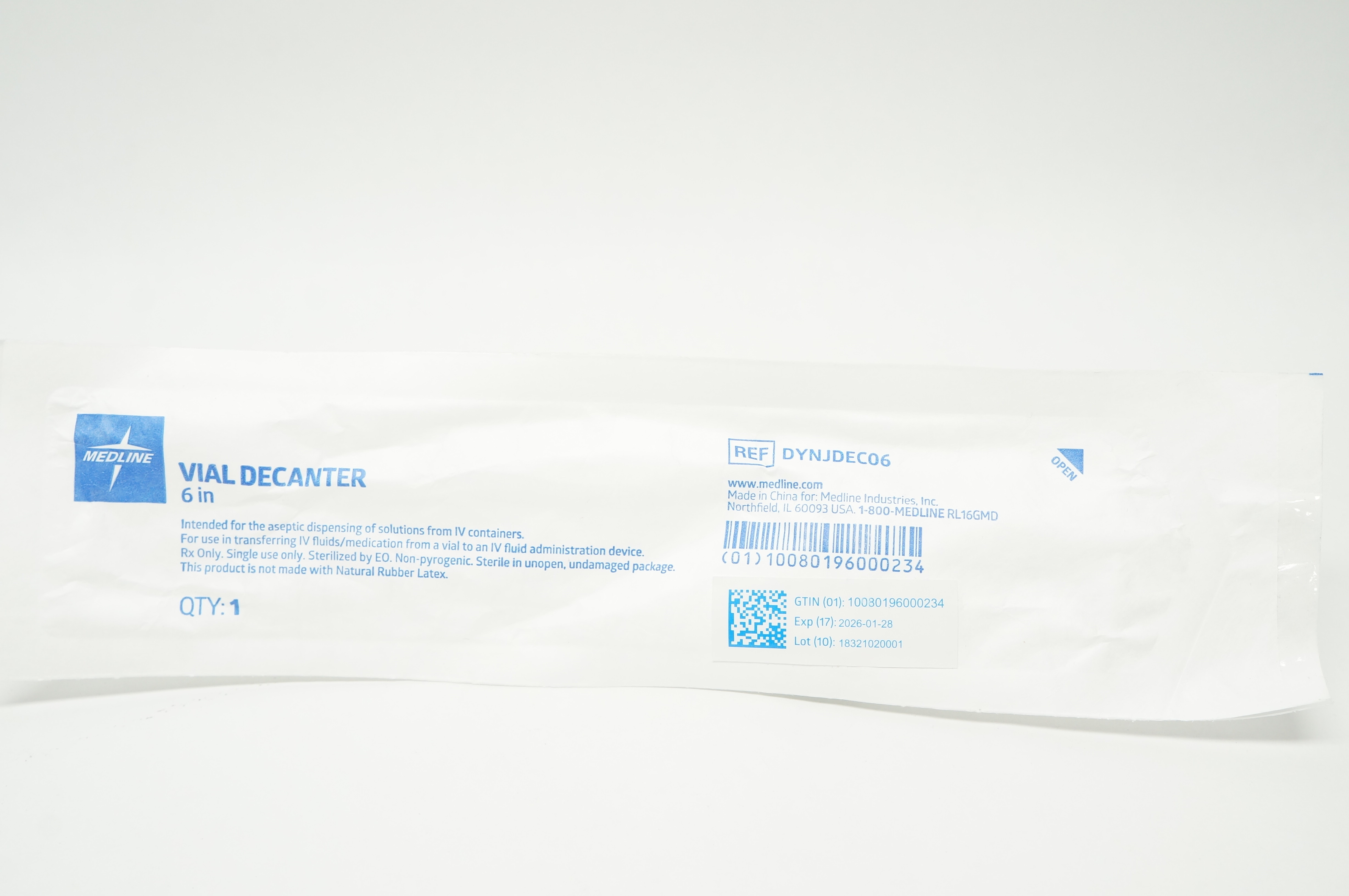 Medline DYNJDEC06 Vial Decanter 6inch