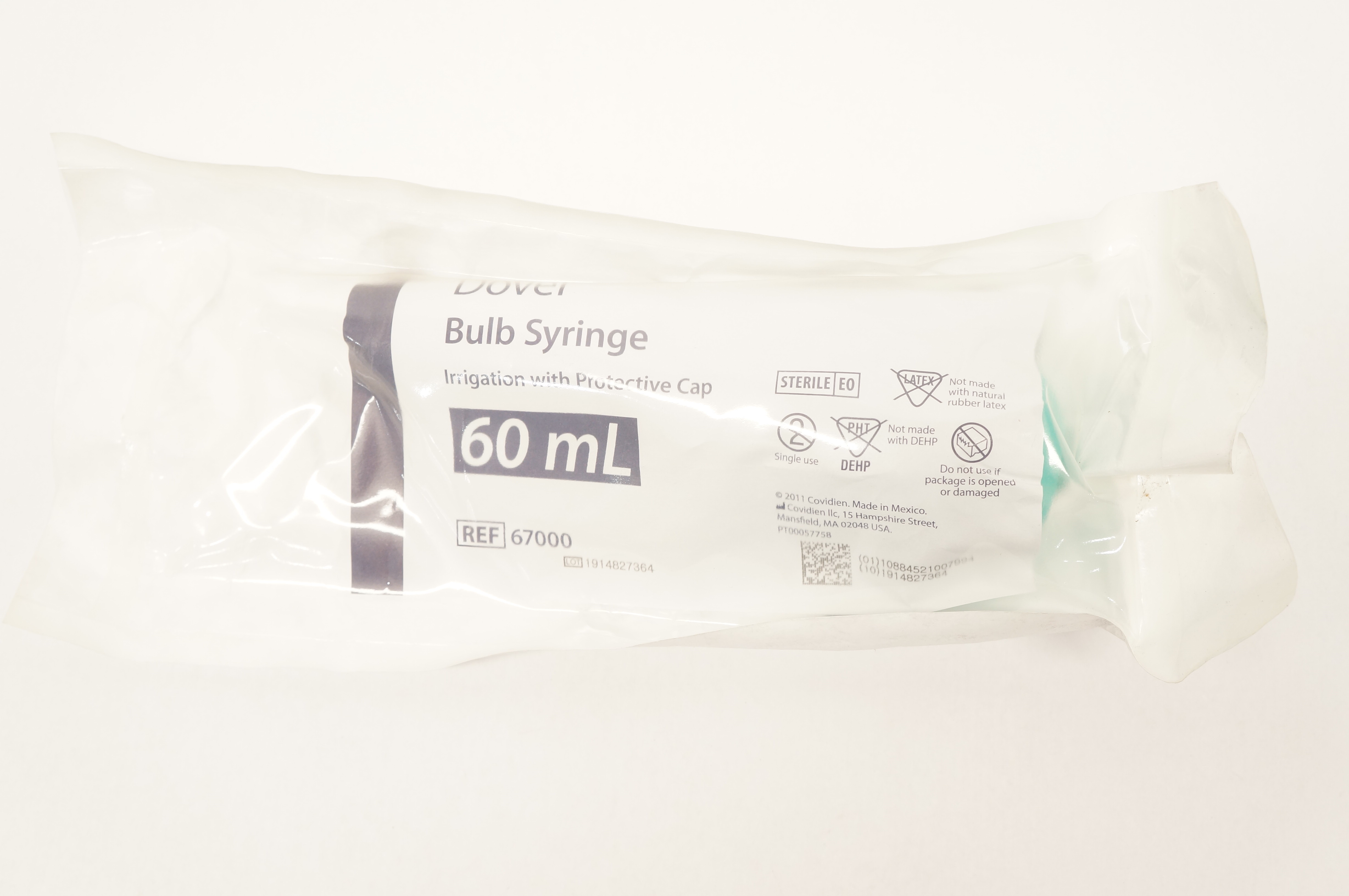 Covidien 67000 Dover Bulb Syringe Irrigation with Protective Cap 60 mL