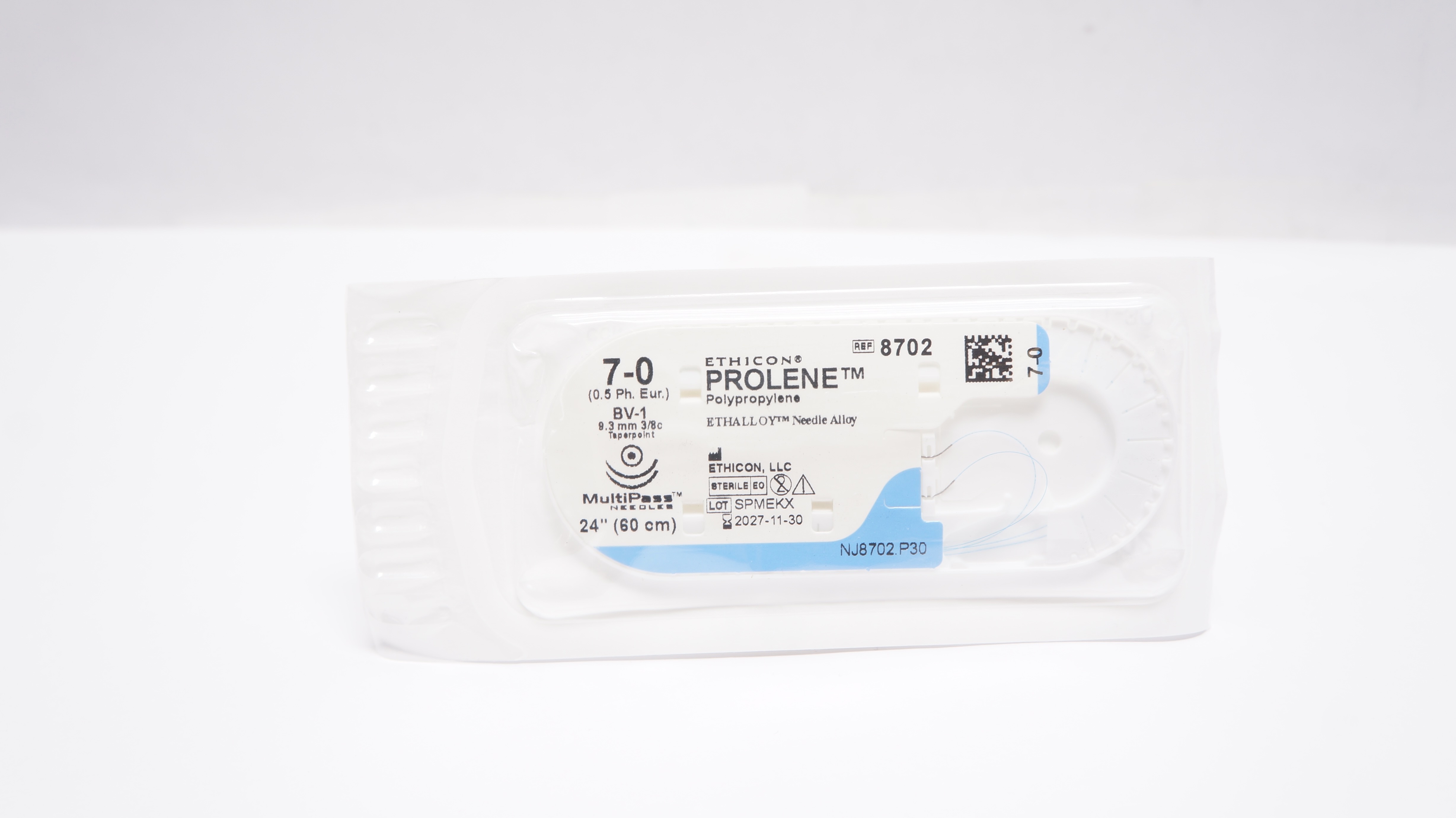 Ethicon 8702 7-0 PROLENE Polypropylene Stre BV-1 9.3mm 3/8c