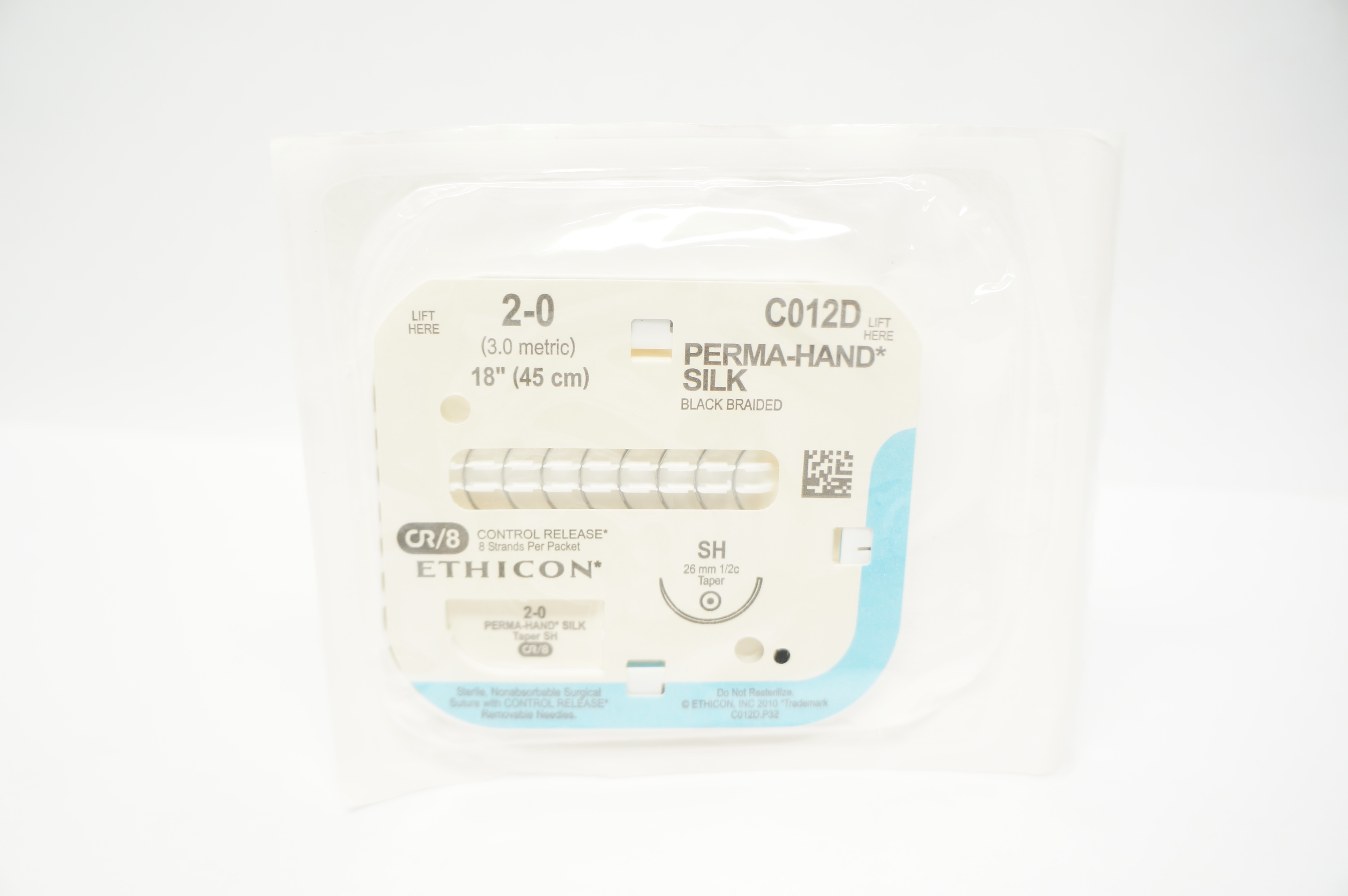 Ethicon C012D 2-0 PERMA-HAND SILK Stre SH 26mm 1/2c Taper 18inch
