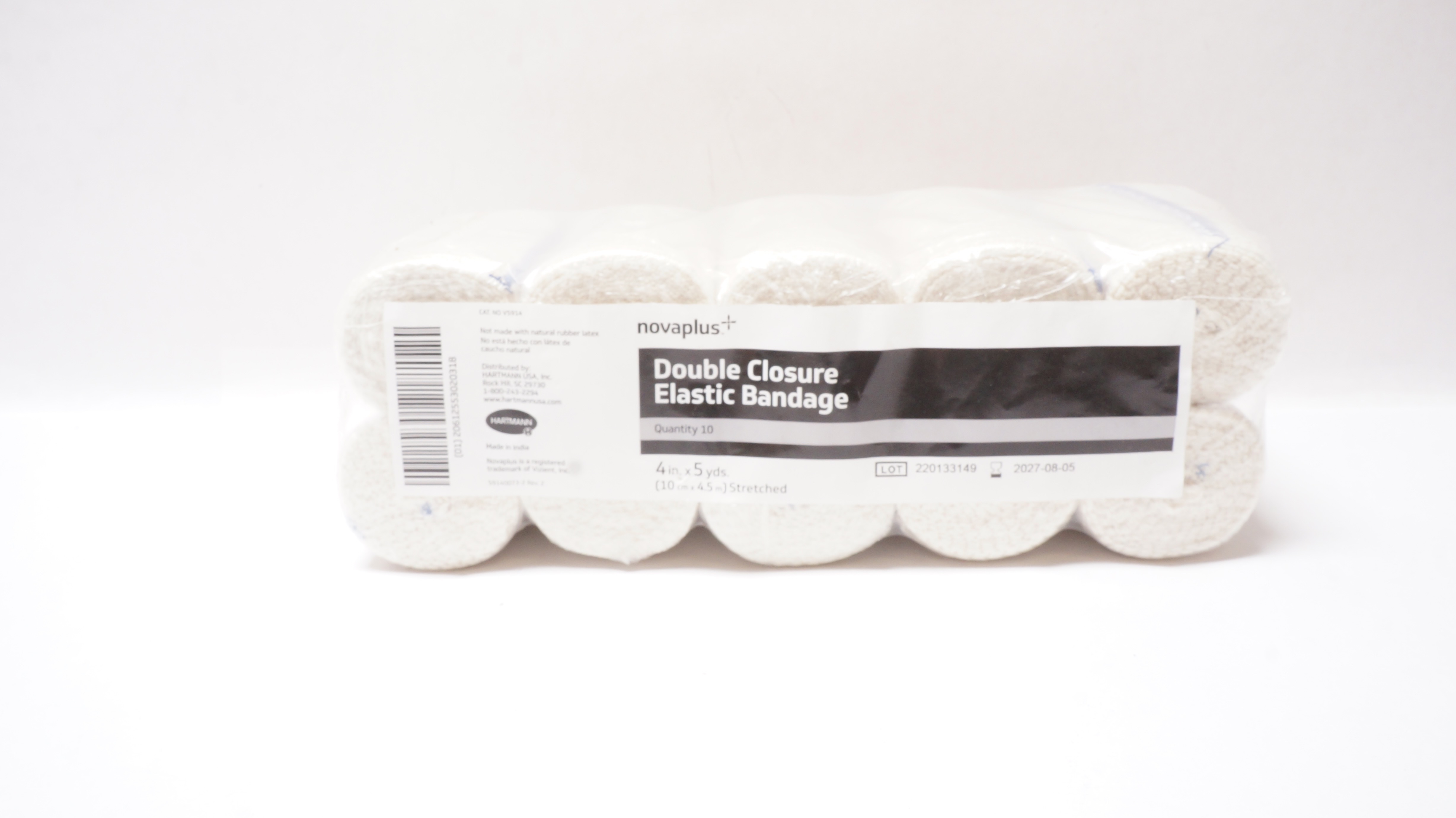 Hartmann V5914 Novaplus Double Closure Elastic Bandage 4inch x 5yds - Pack of 10
