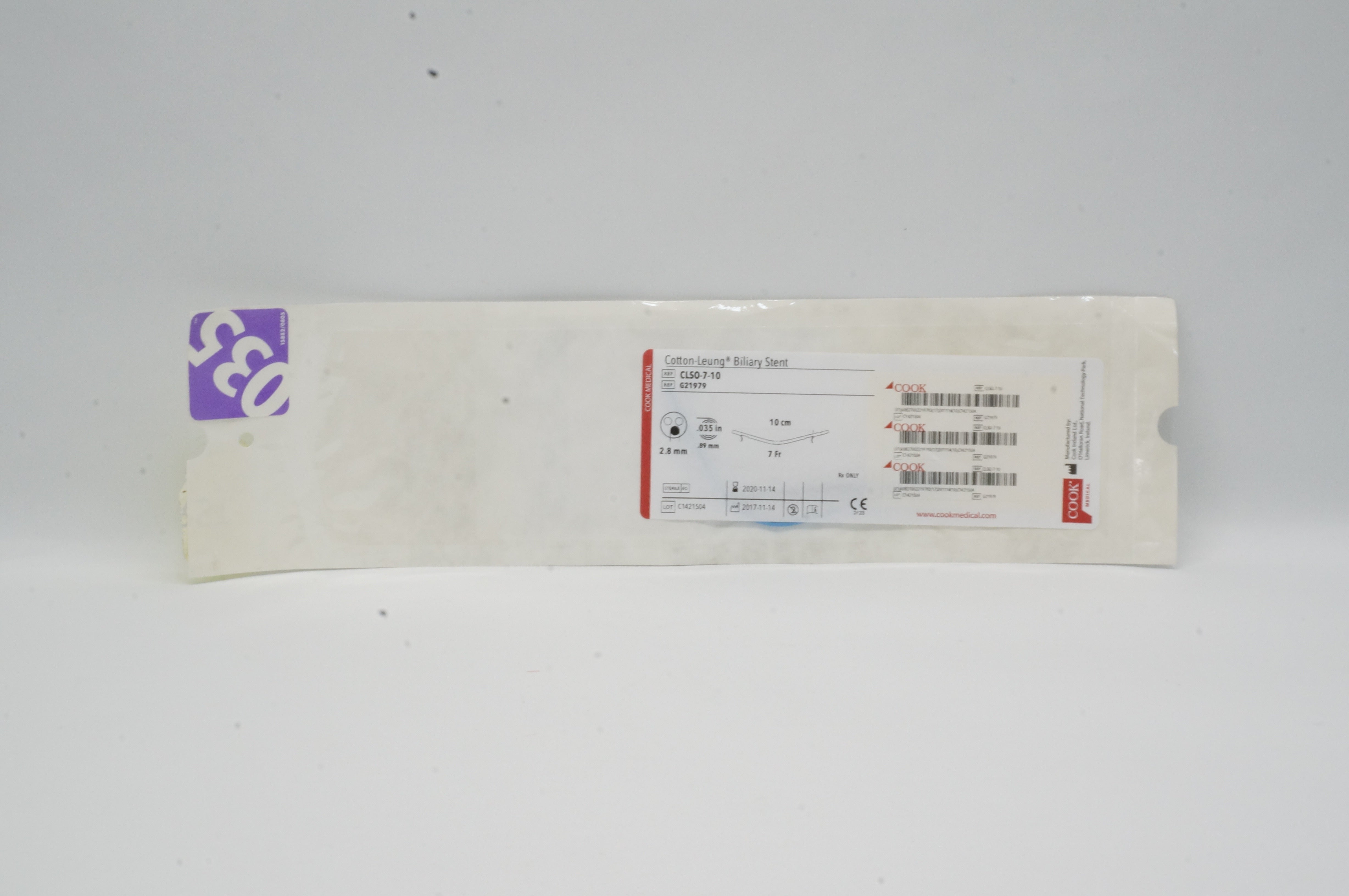 Cook Medical G21979 Cotton-Leung Biliary Stnt 7Fr x 10 cm (x)