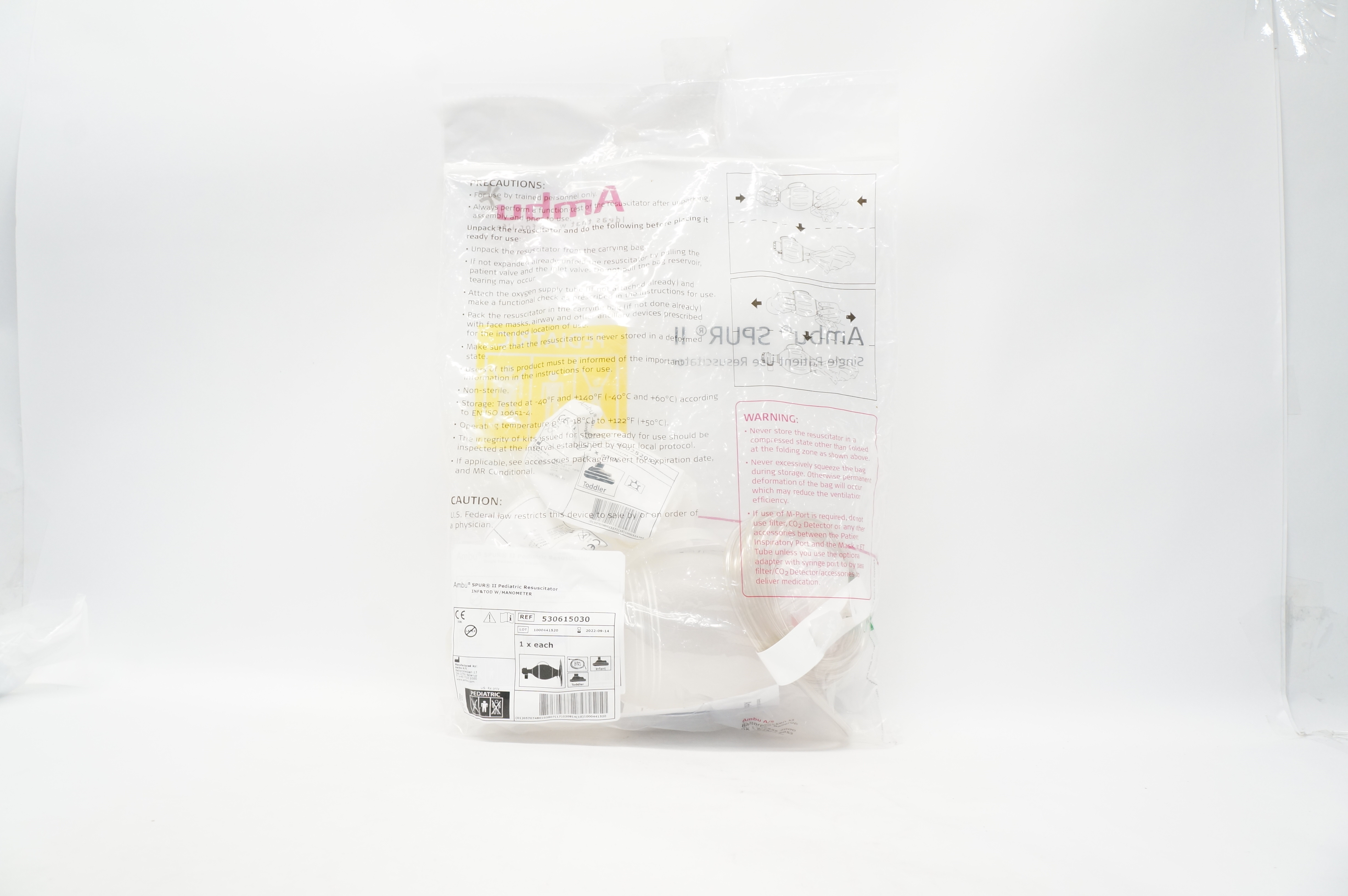 AMBU 530615030 SPUR II Pediatric Resuscitator Inf & Tod With Manometer