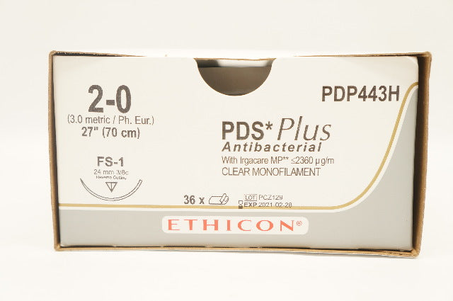 Ethicon PDP443H 2-0 PDS FS-1 24mm 3/8c Reverse Cutting 27inch (x) - Box of 36