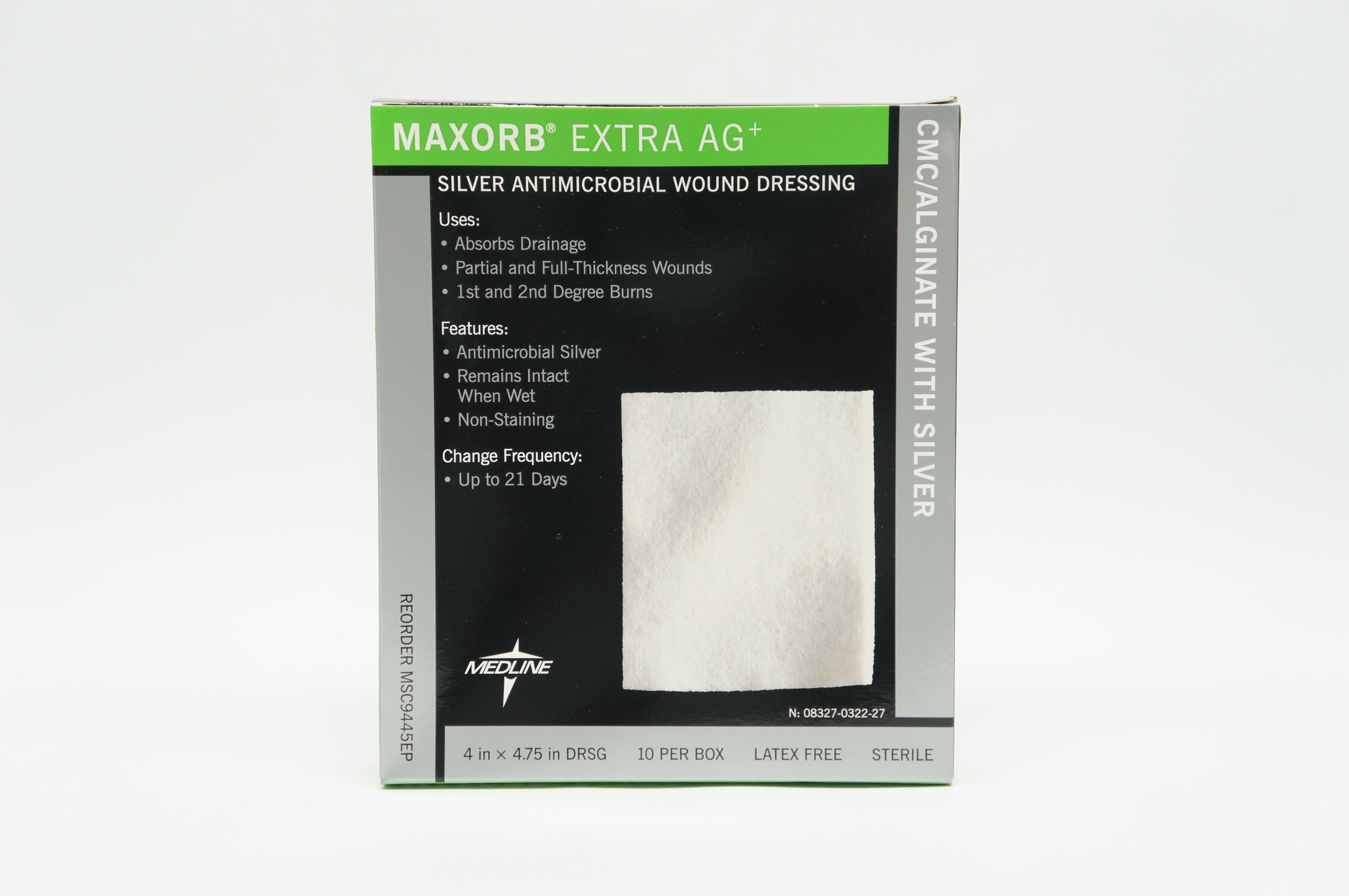 Maxorb Ag Medline MSC9445EP Maxorb Extra AG+ Silver Dressing 4 x 4.75inch
