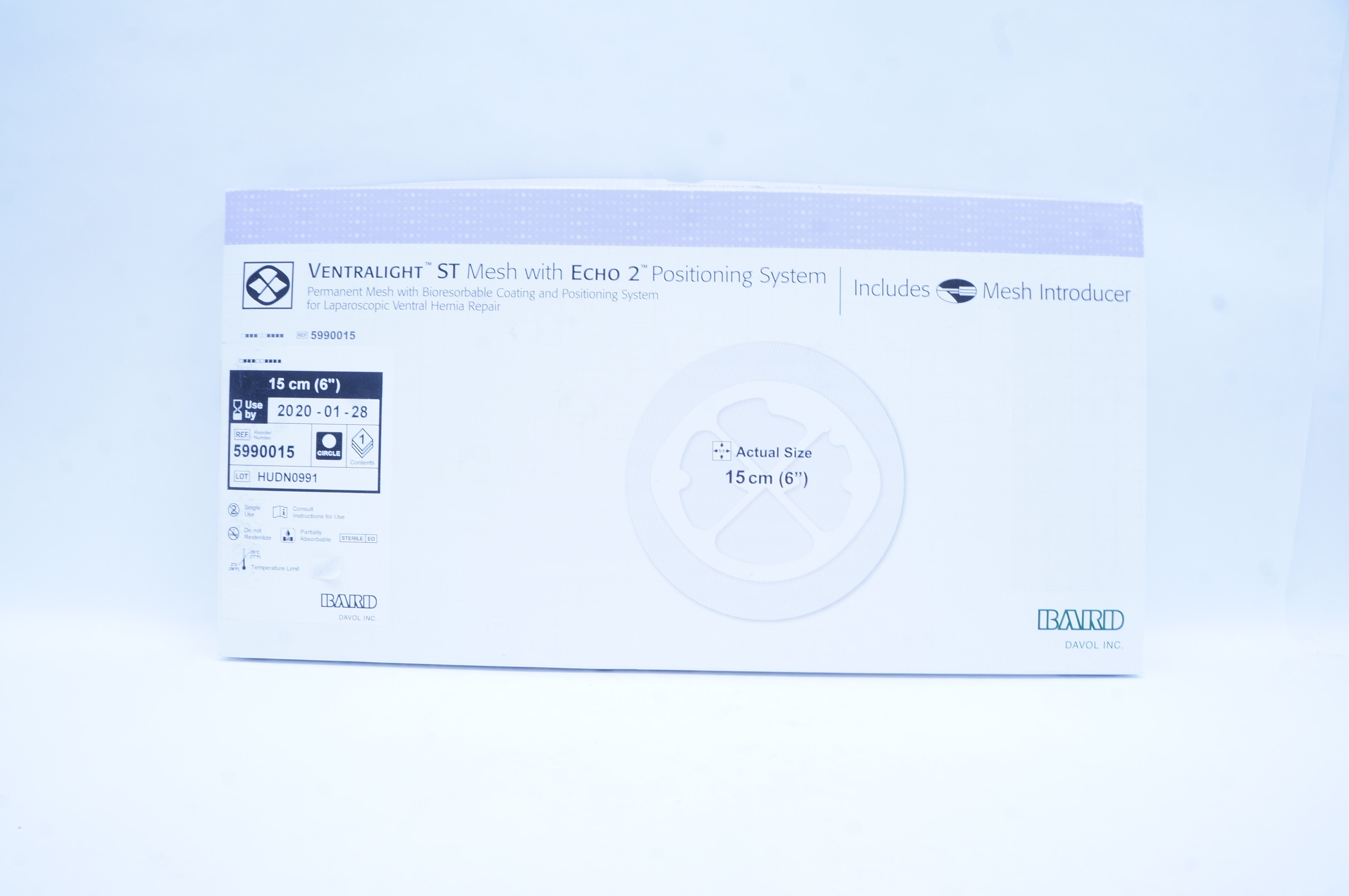 Bard 5990015 Ventralight ST Mesh with Echo 2 Positioning System, Circle, 6in (x)