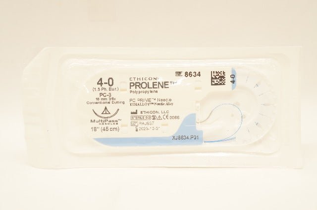 Ethicon 8634 4-0 PROLENE PC-3 16mm 3/8c Conventional Cutting 18inch