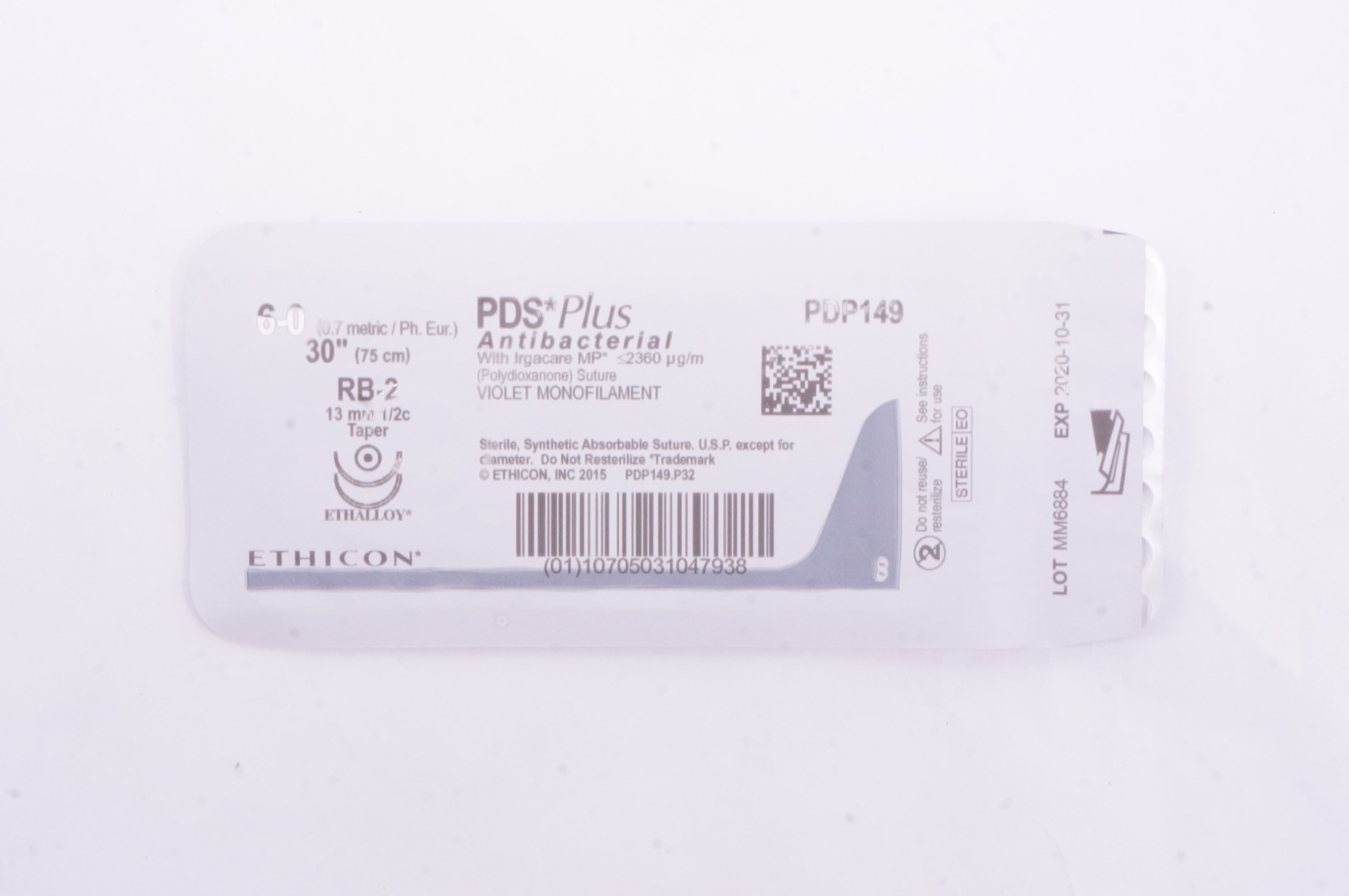 Ethicon PDP149 6-0 PDS Plus RB-2 13mm 1/2c Taper, 30inch (x)