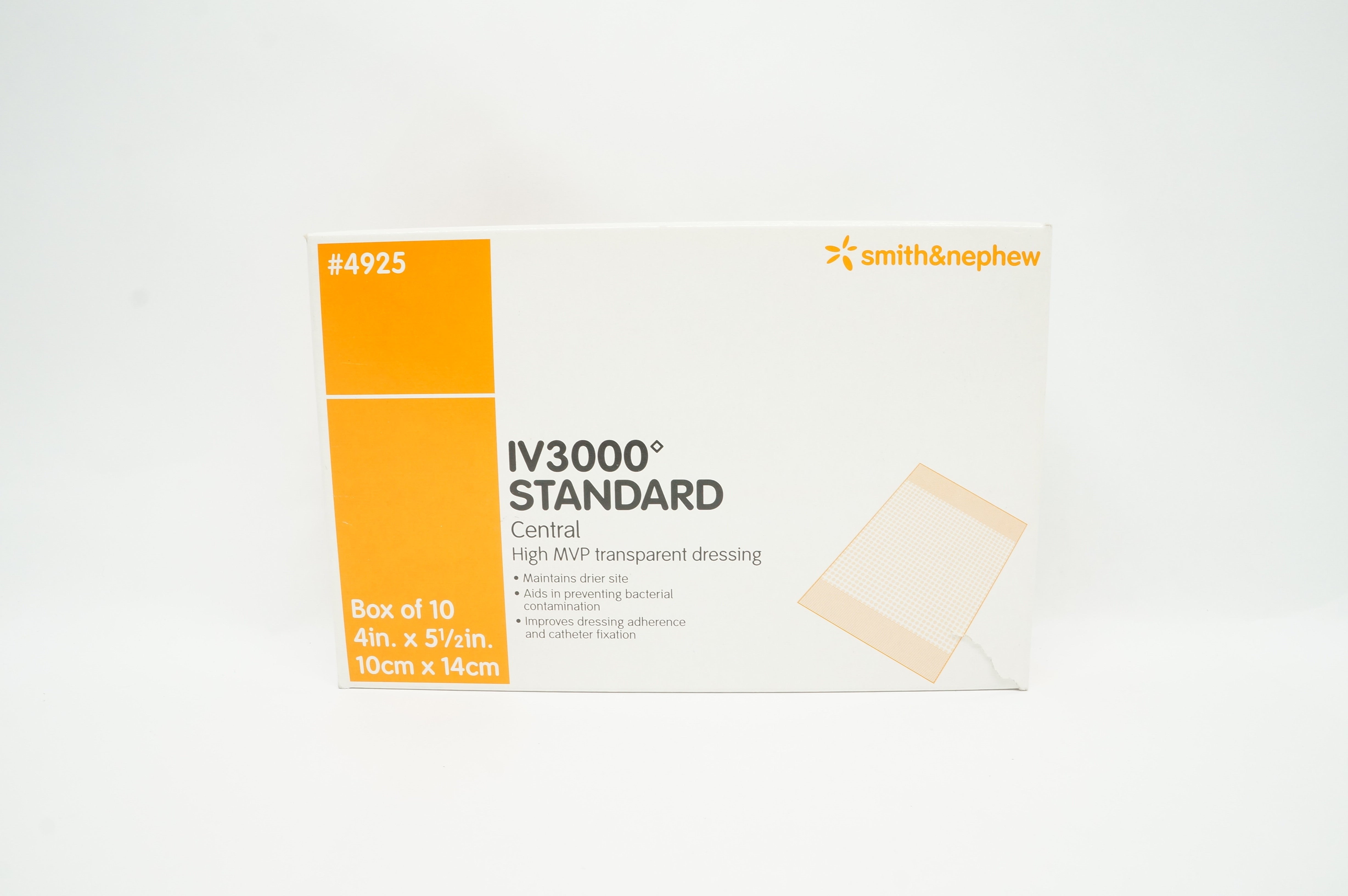 Smith&Nephew 4925 IV3000 Standard Central MVP Transparent Dressing-Box ...