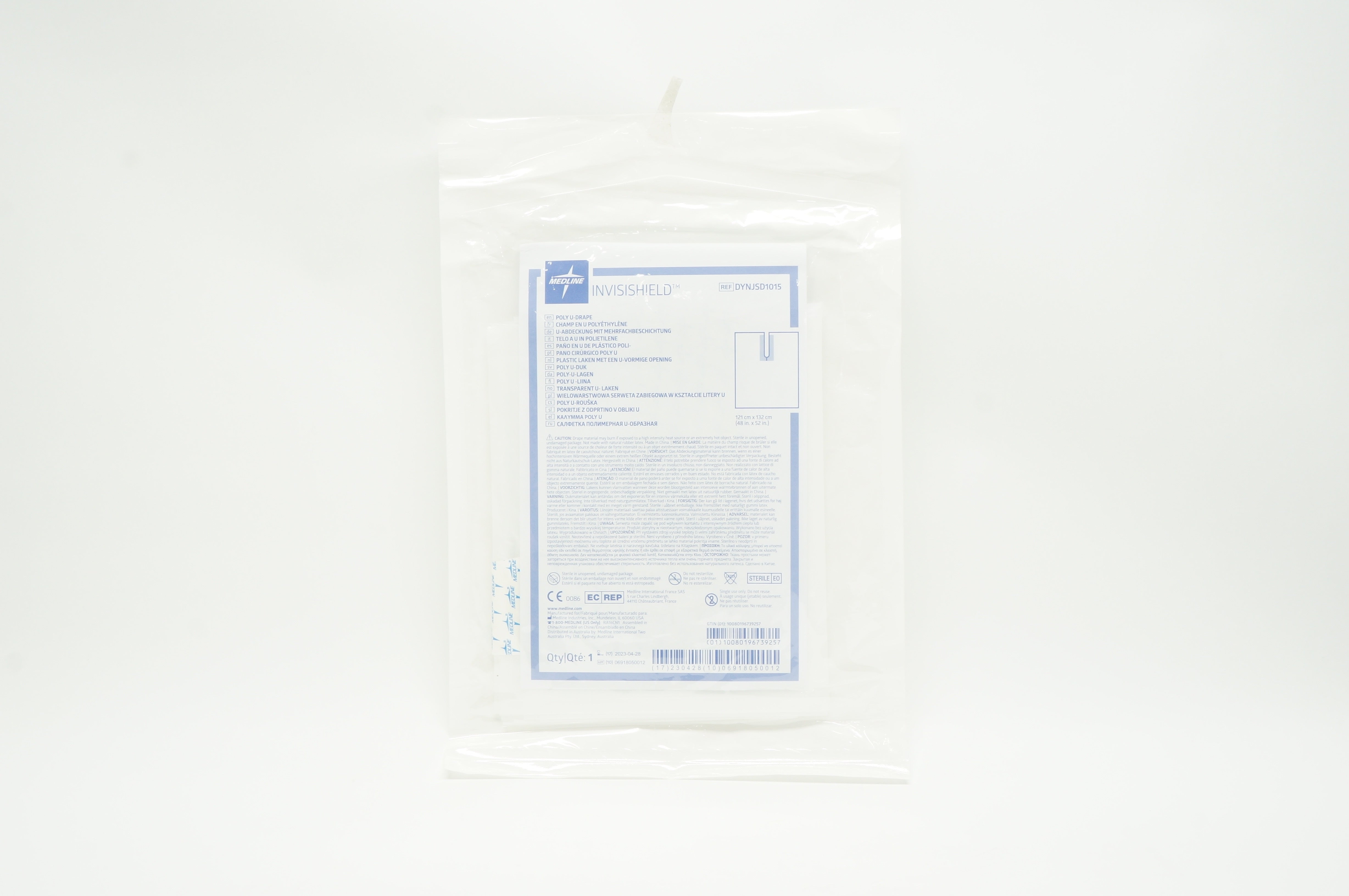 Medline DYNJSD1015 Invisishield Poly U-Drape 48inch x 52inch