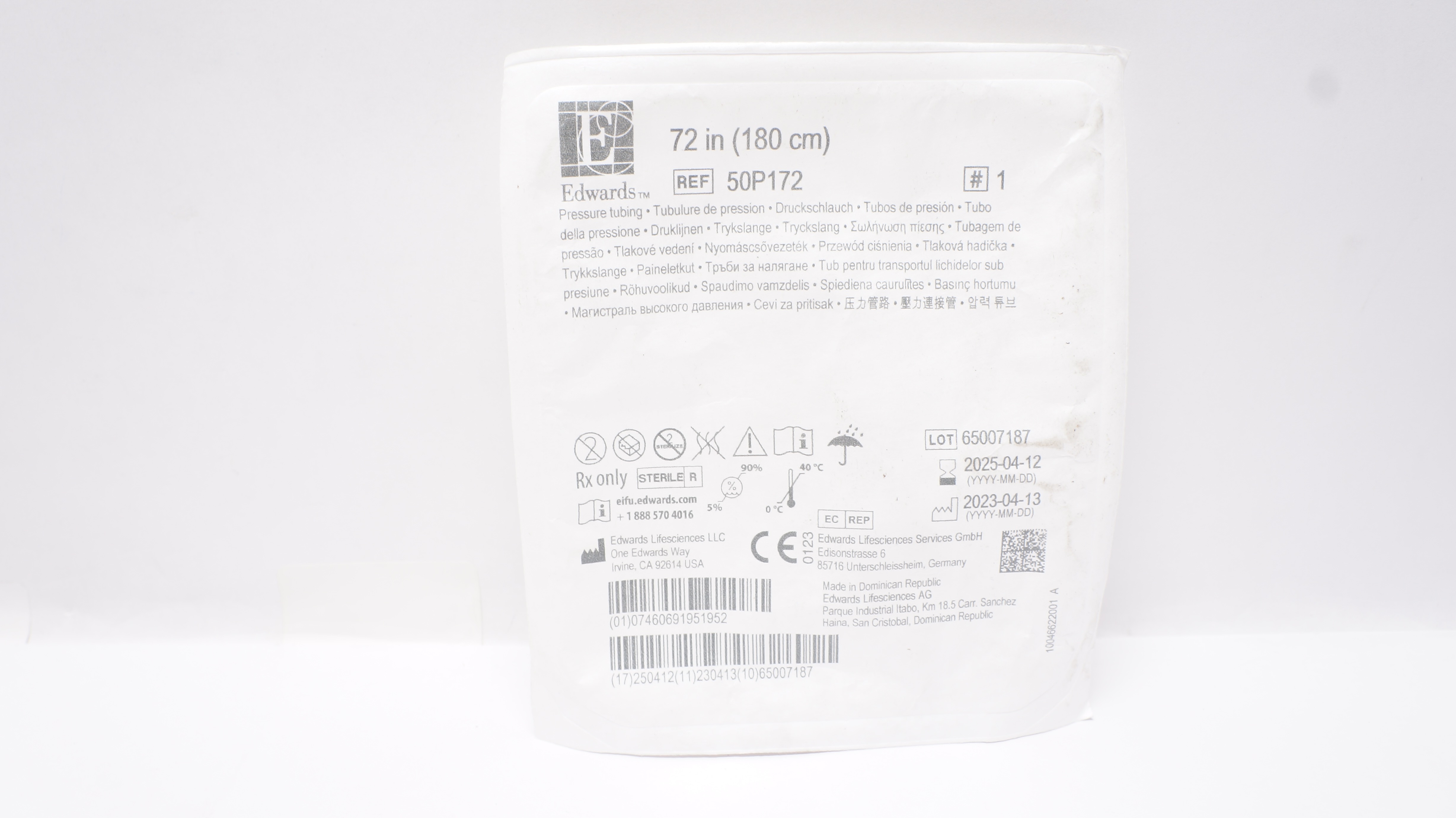 Edwards Lifesciences 50P172 Pressure Tubing 72 inch