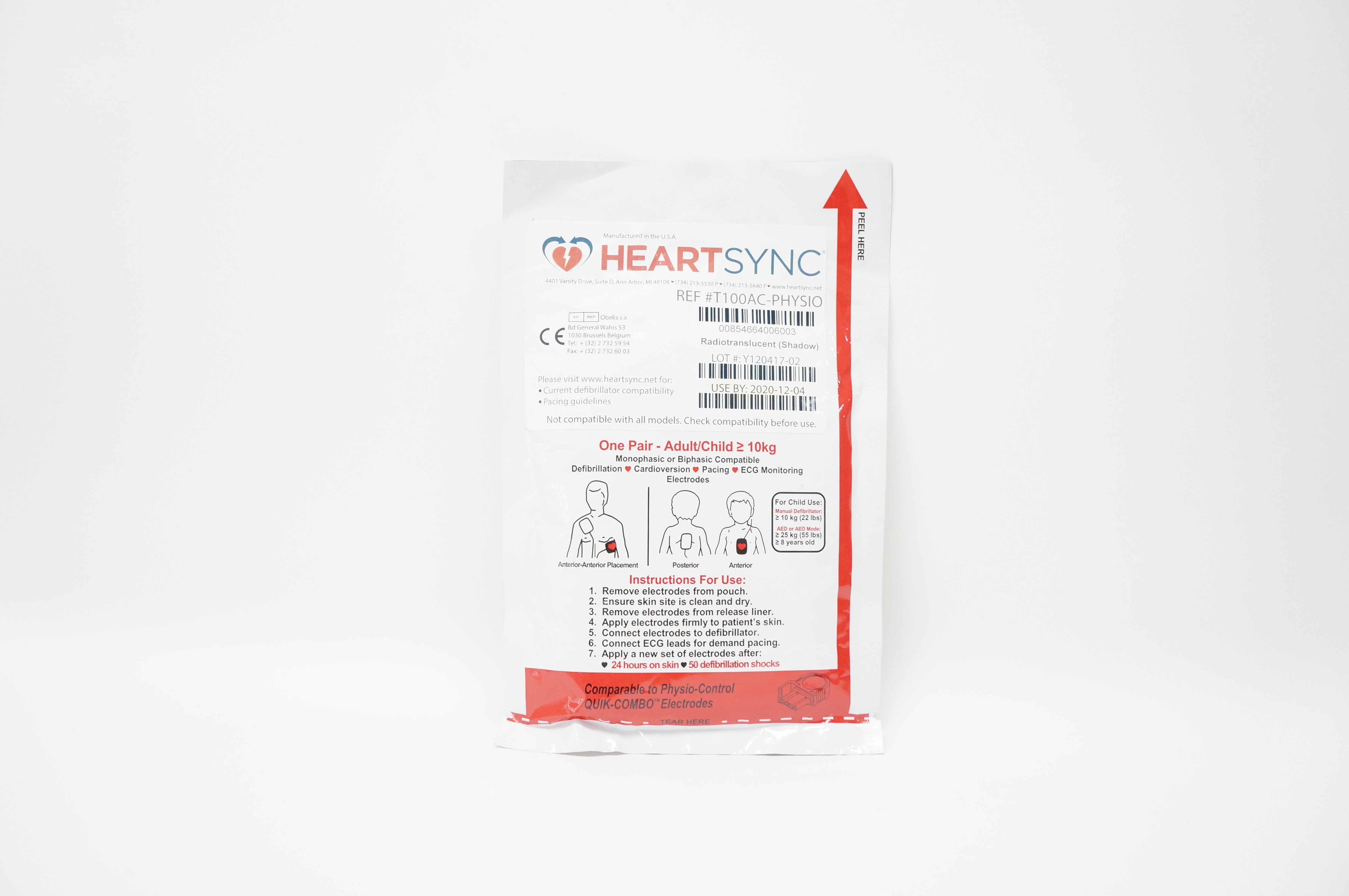 HeartSync T100AC-PHYSIO Physio-Control Quik-Combo Electrodes Adult/Child≥10kg(x)