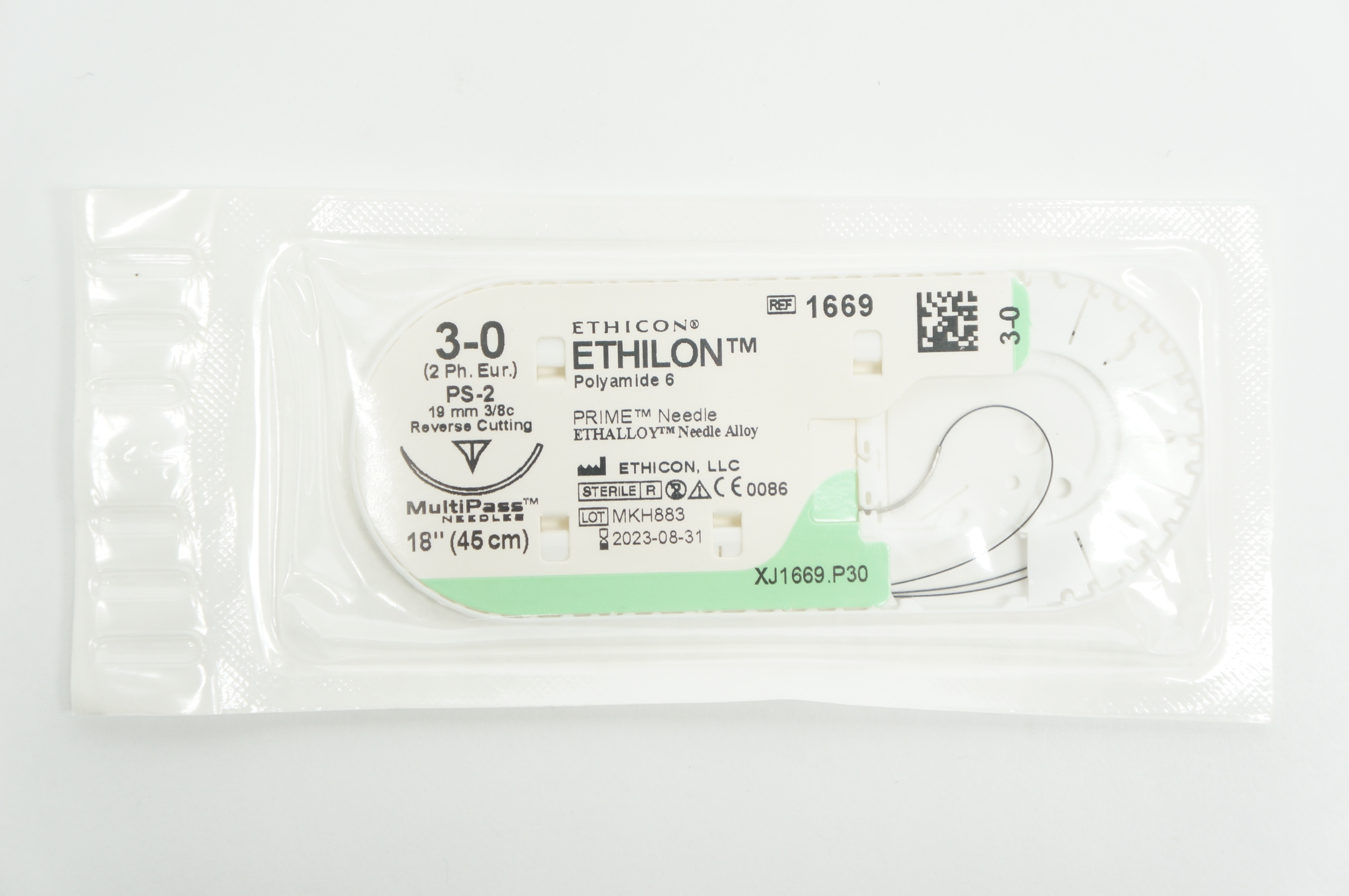 Ethicon 1669 3-0 ETHILON, PS-2, 19mm 3/8c Reverse Cutting, 18inch (x)