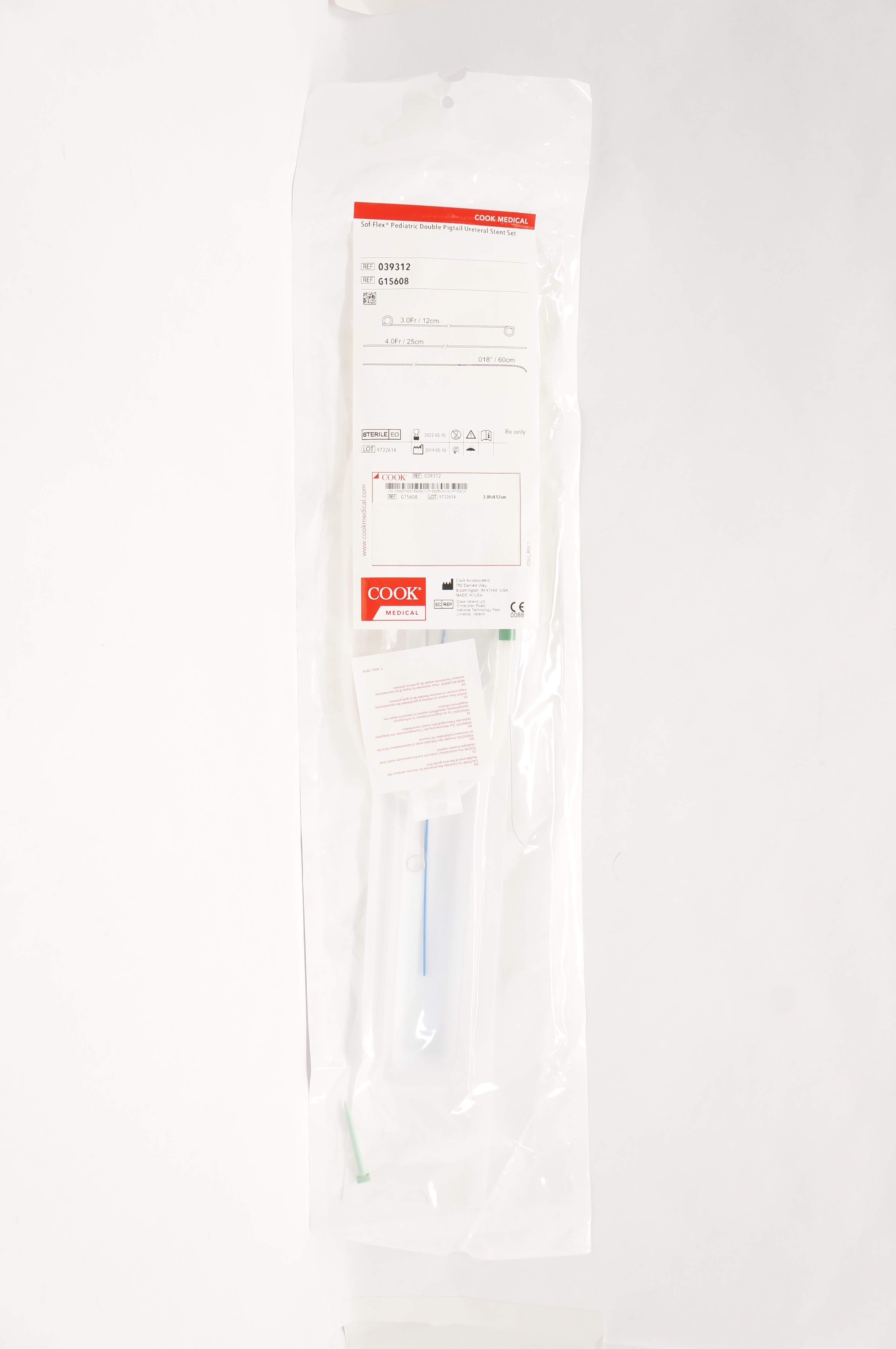 Cook Medical G15608 Sof-Flex Pediatric Double Pigtail Ureteral Stent Set (x)
